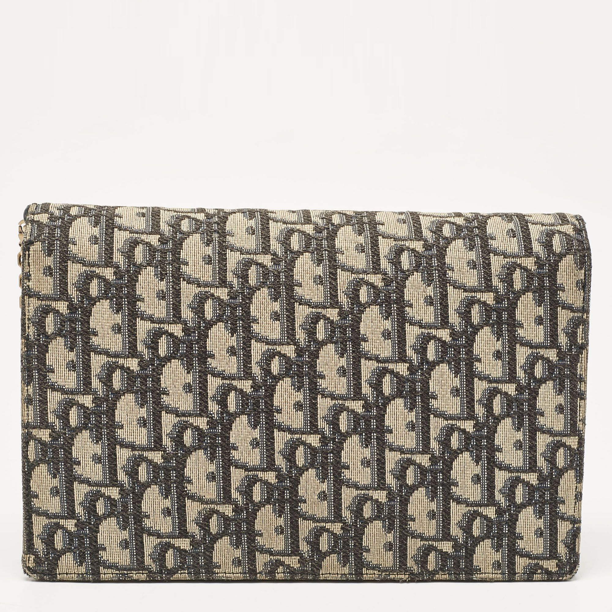 Dior Blue Oblique Canvas Medium Chain Saddle Pouch 