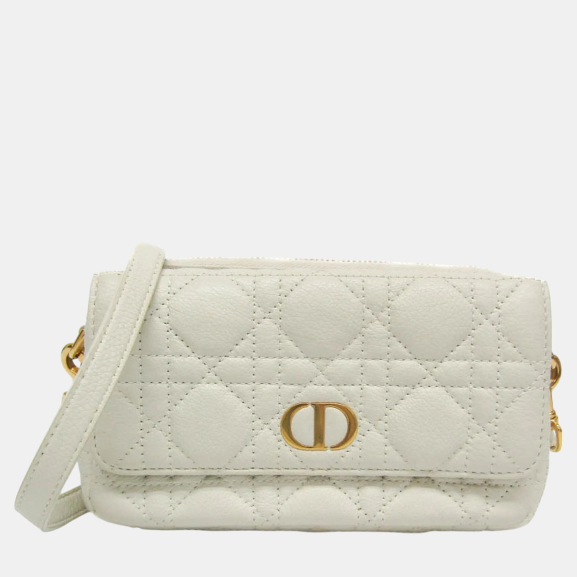 

Christian Dior White Cannage Lady Dior Leather Shoulder Bag