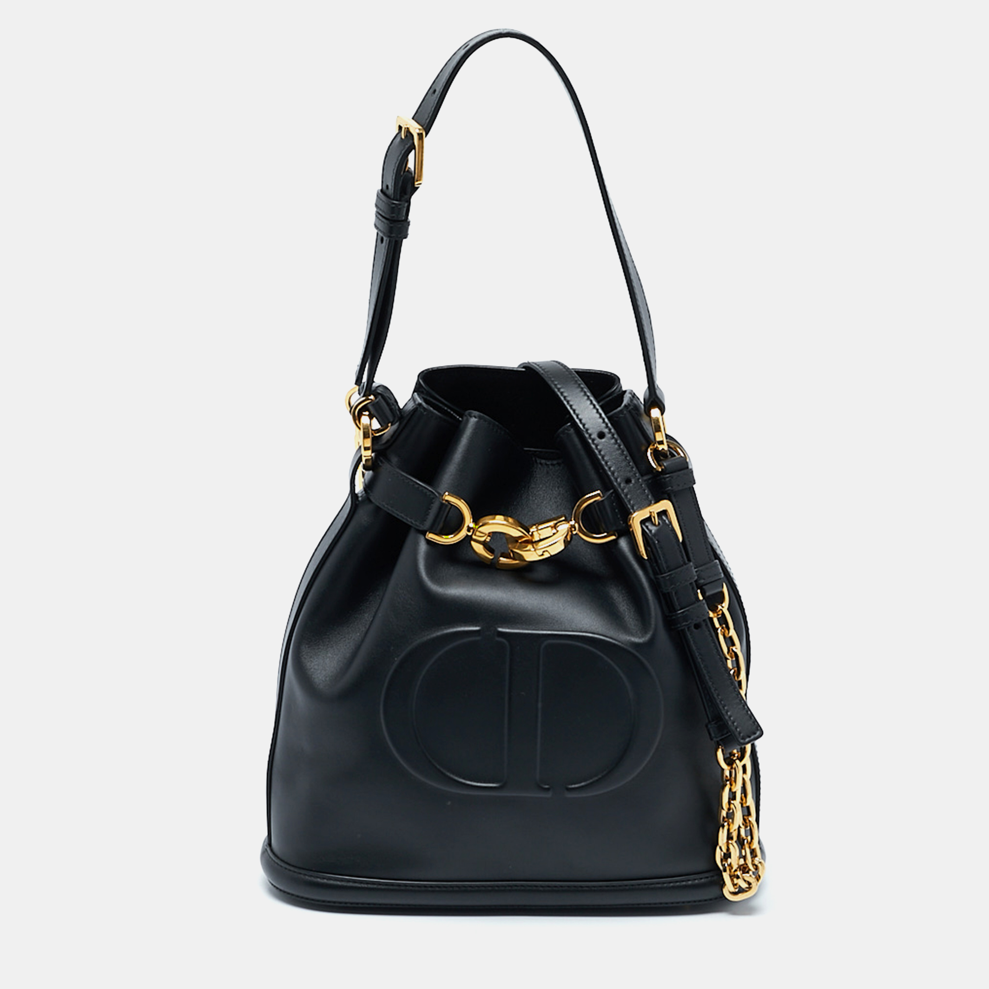 

Dior Black Leather Medium C'est Dior Bucket Bag