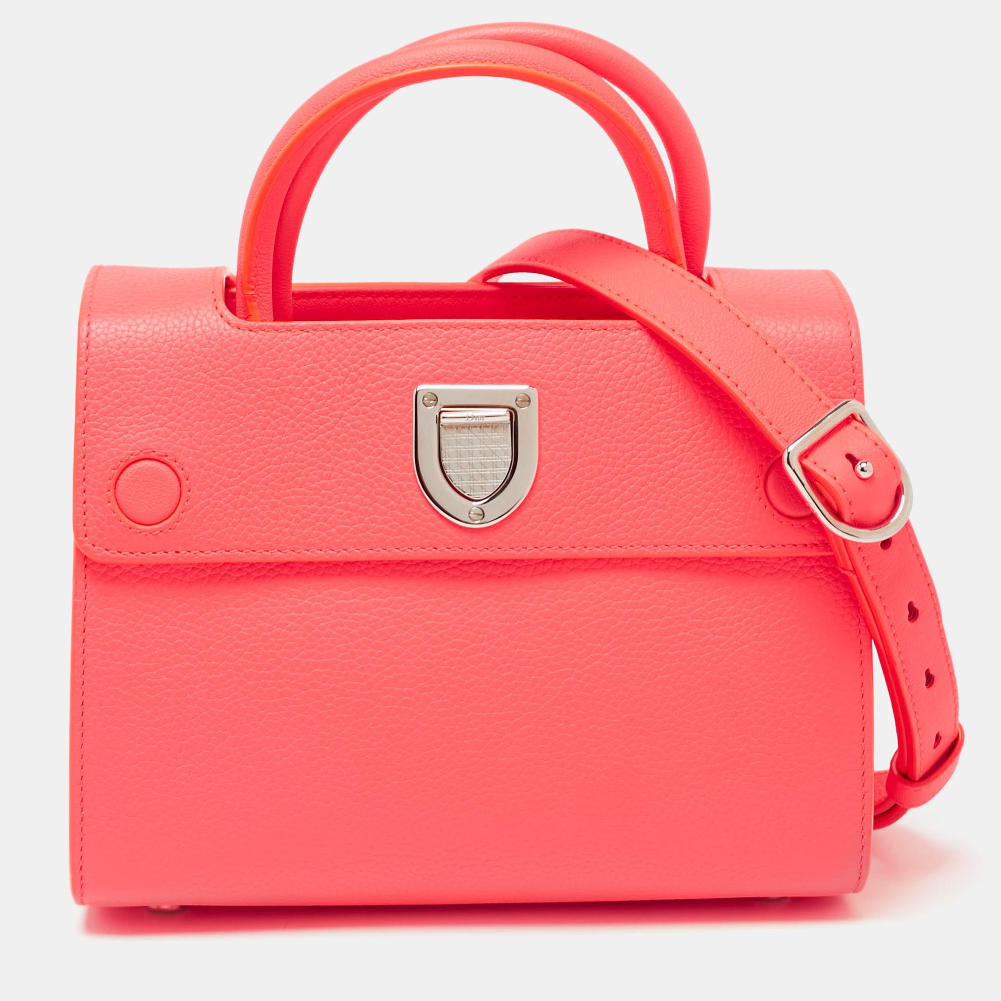 

Dior Neon Orange Leather Small Diorever Tote