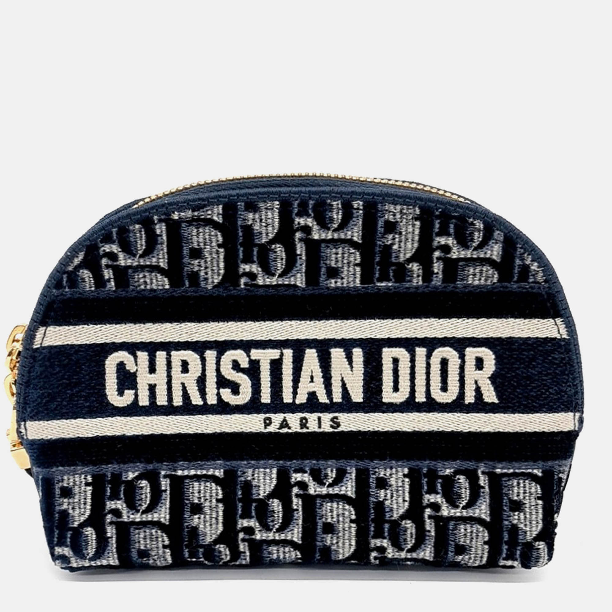 

Dior Navy Blue Canvas and Velvet Dior Oblique Pouch