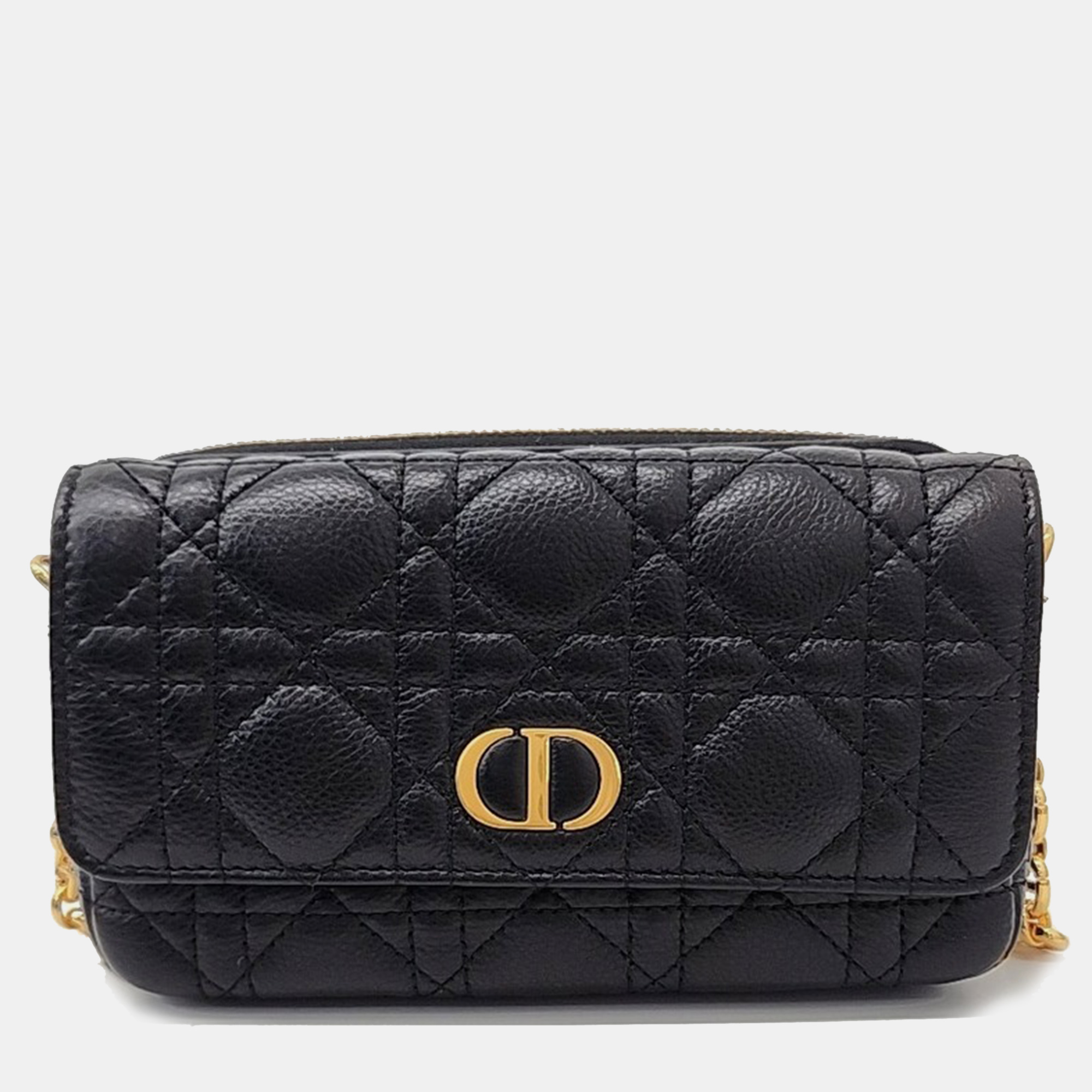 

Dior Black Leather Caro Chain Pouch Bag