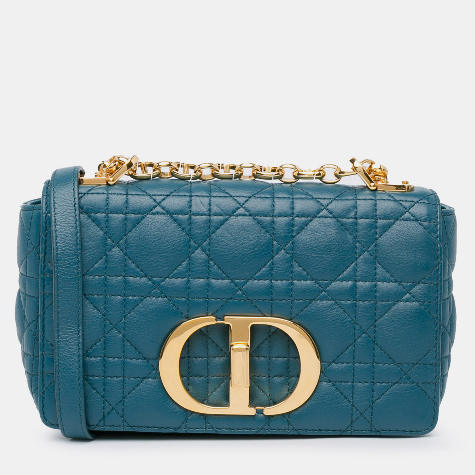 

Dior Blue Calf Leather Dior Small Lambskin Cannage Caro Crossbody Bag