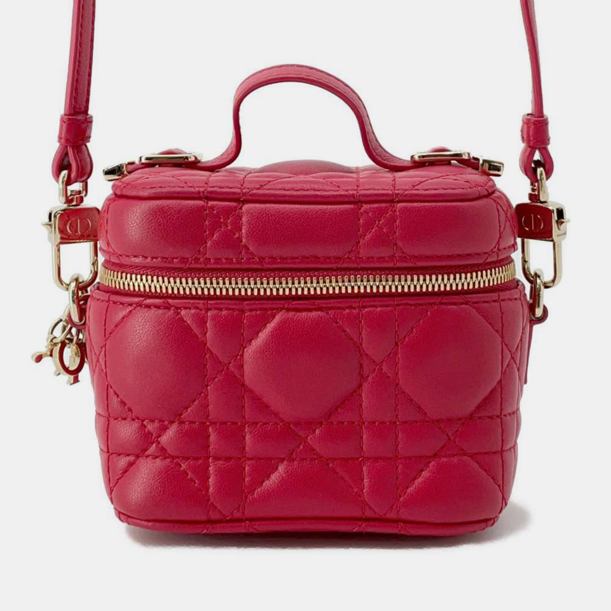 

Dior Red Lambskin Cannage Vanity Shoulder Bag Size Micro