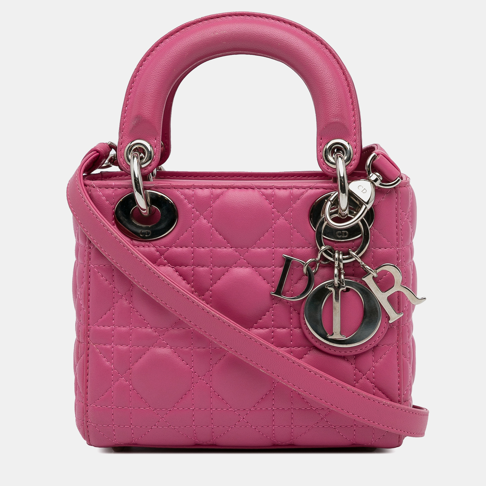 

Dior Pink Leather Dior Mini Lambskin Cannage Lady Dior