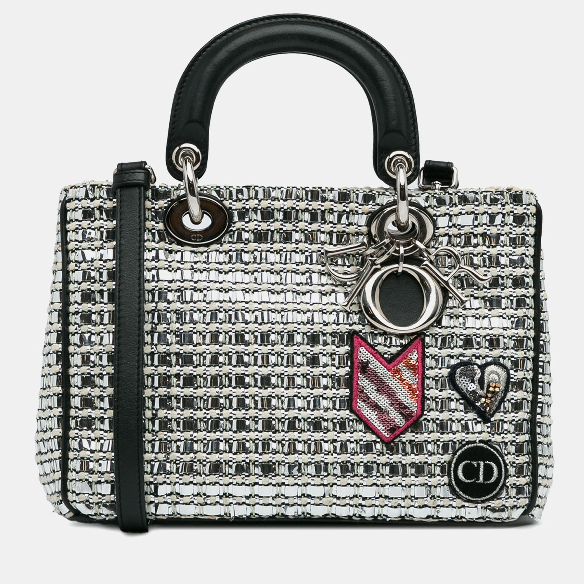 

Dior Black/Silver Small Tweed Patch Diorissimo Tote