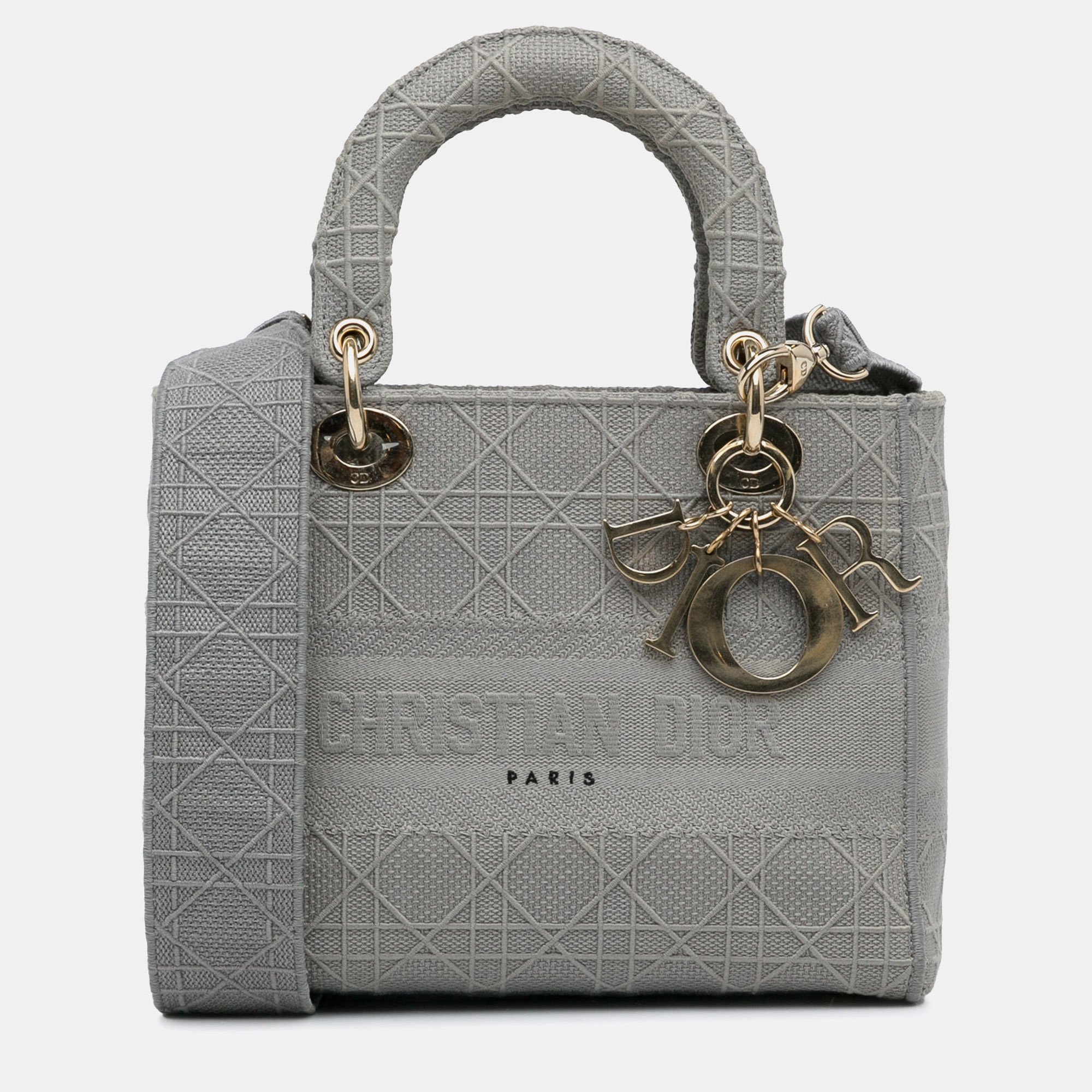 

Dior Canvas and Fabric Dior Medium Cannage Lady D-Lite, Grey