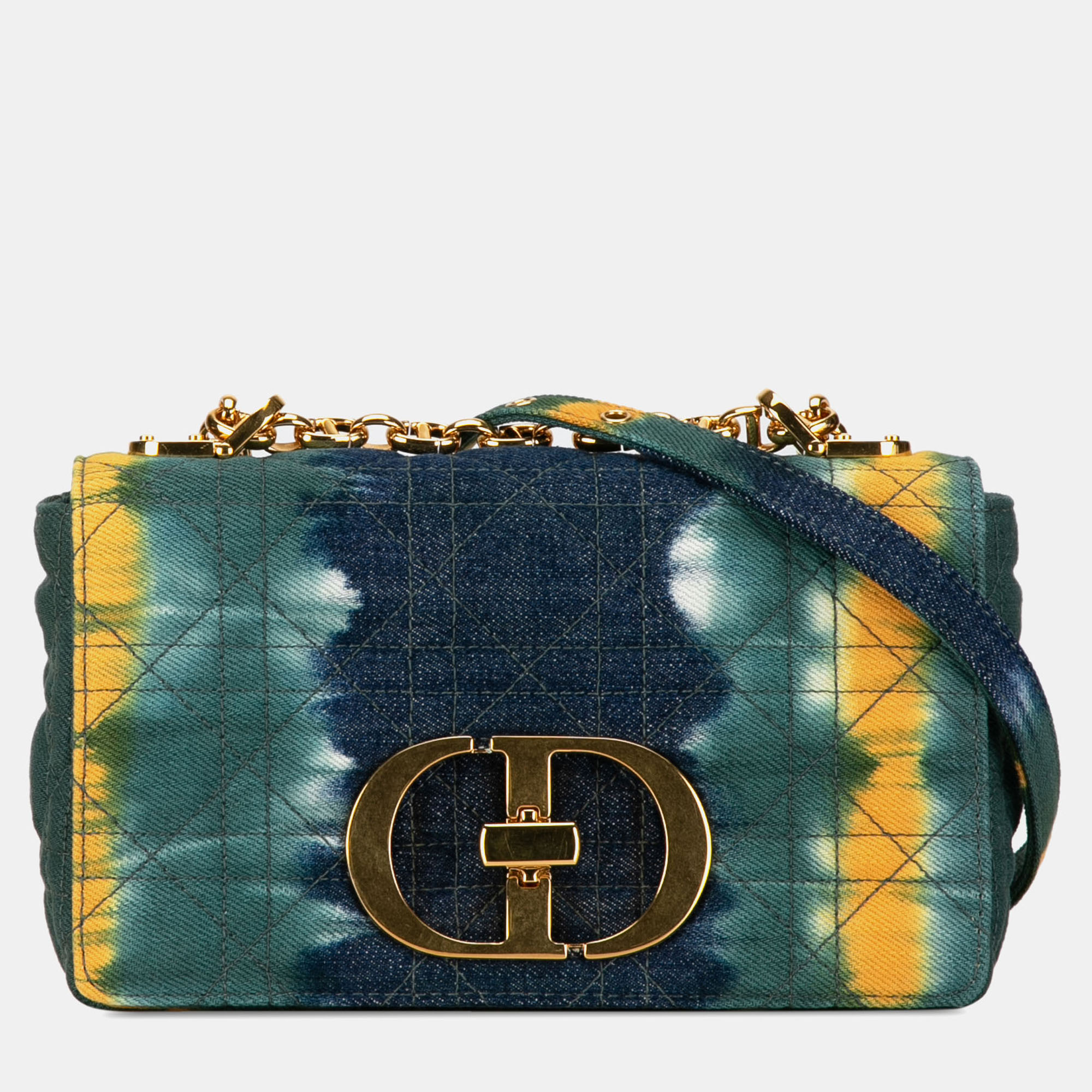 

Dior Blue Denim Small Denim Tie-Dye Cannage Caro Bag