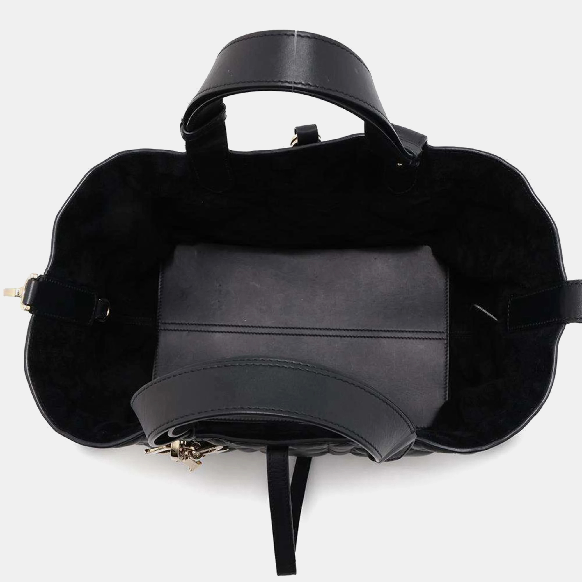 Christian Dior Medium Calf Leather Black Dior Toujours Macrocannage Handbag 