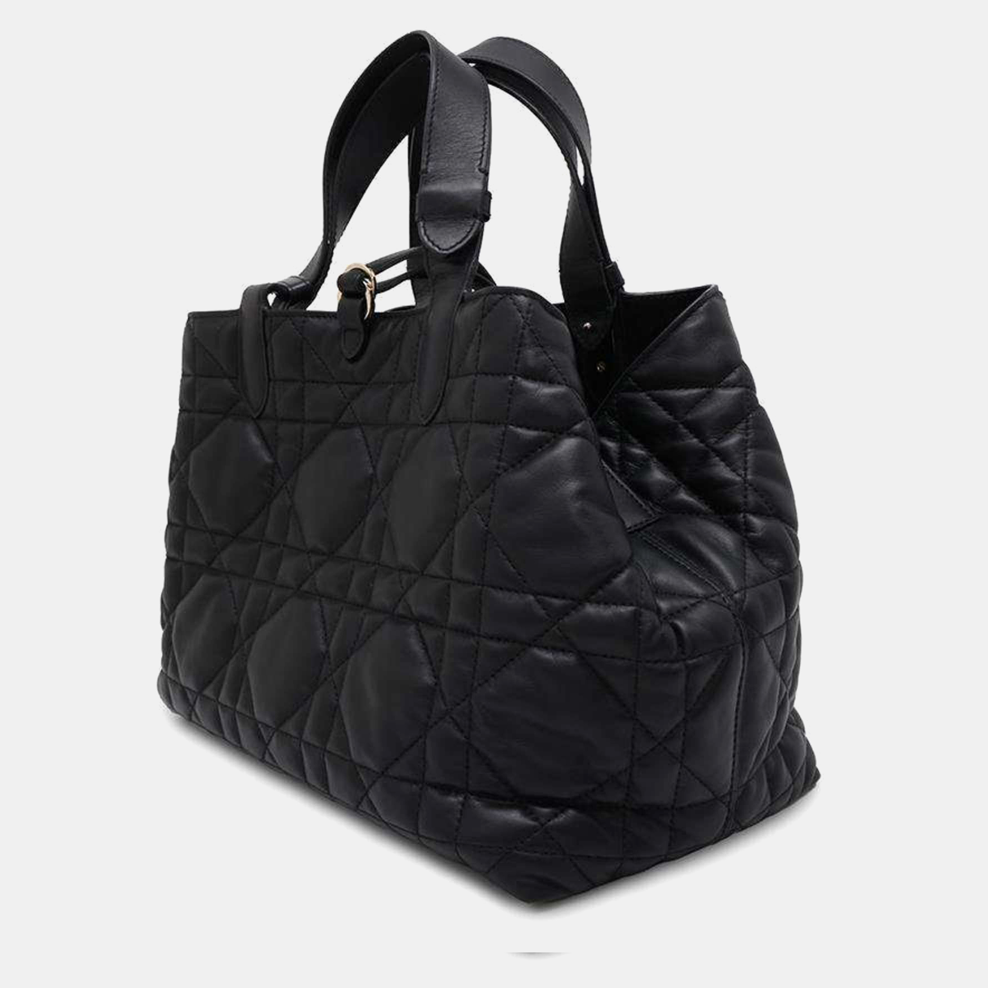 Christian Dior Medium Calf Leather Black Dior Toujours Macrocannage Handbag 