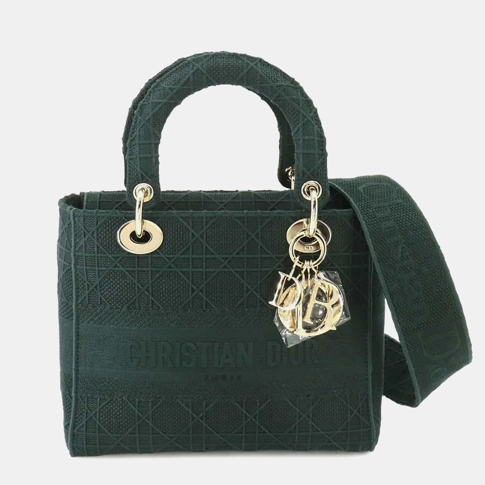 

Christian Dior Canvas Green Lady D-Lite Medium Hand Shoulder Bag