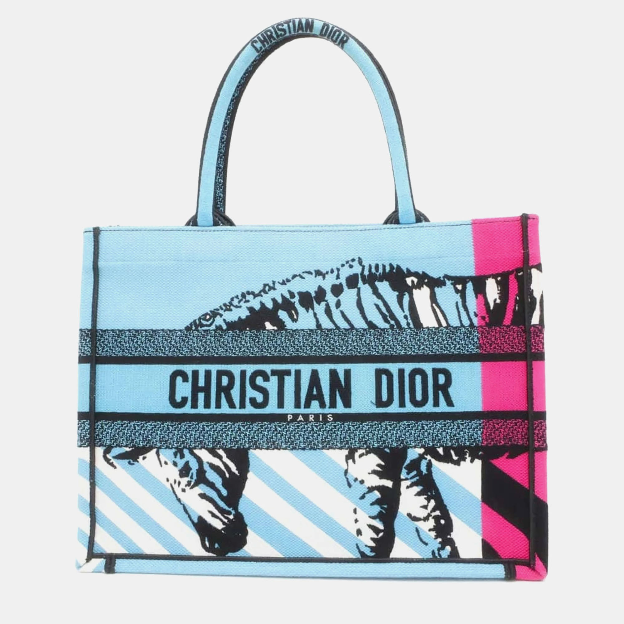 

Christian Dior Book D-Jungle Pop Medium Canvas Tote Bag, Blue