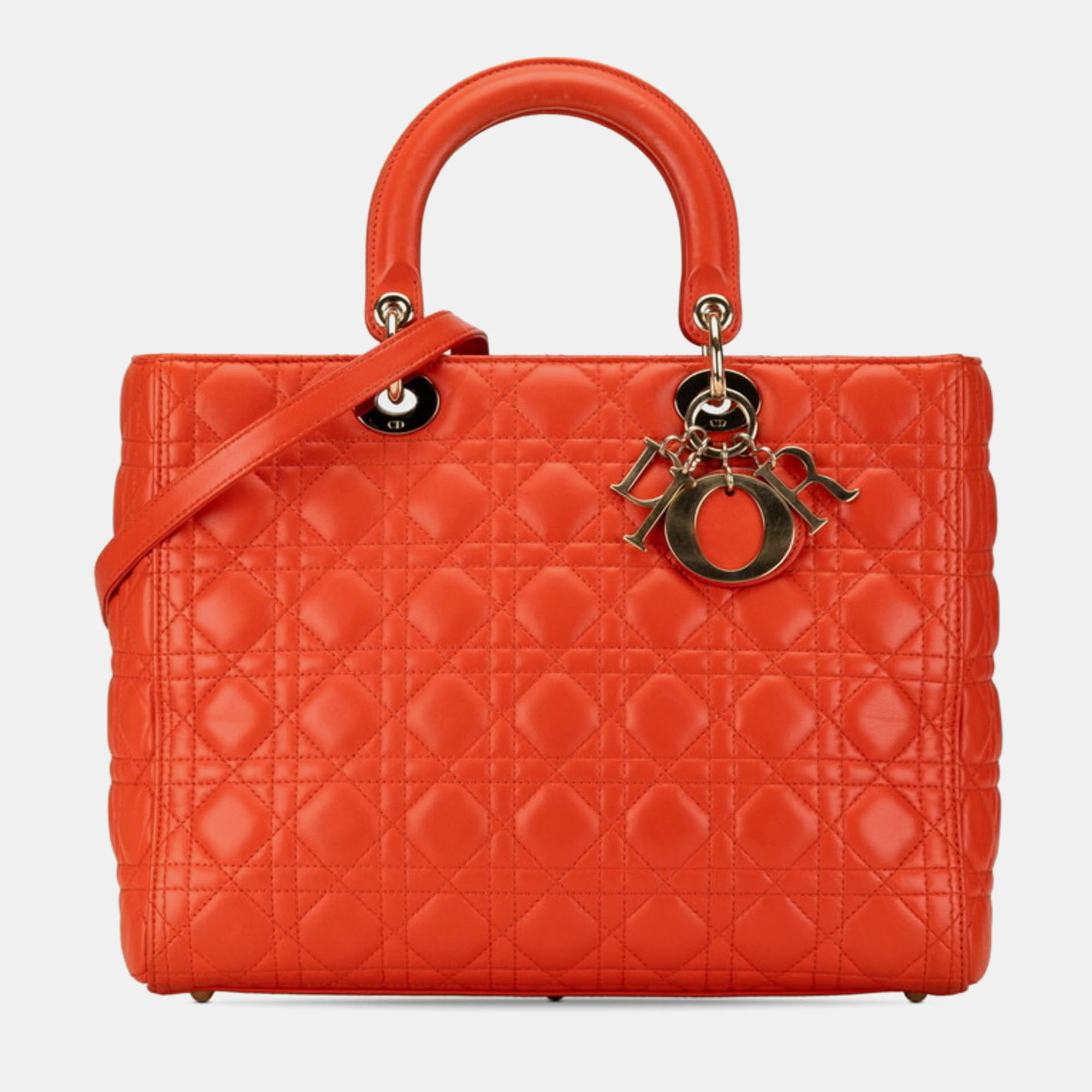 

Christian Dior Orange Lambskin Dior Cannage Lady Handbag