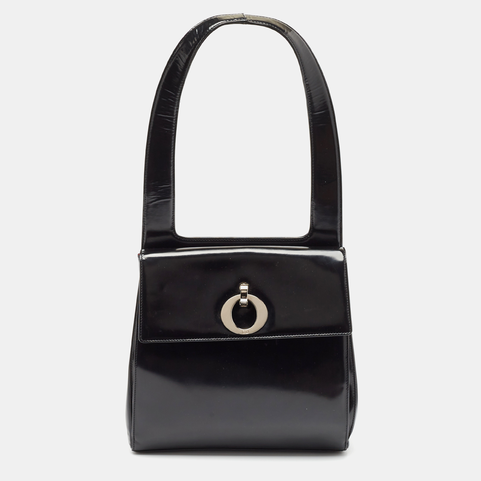 

Dior Black Patent Leather Flap Tote