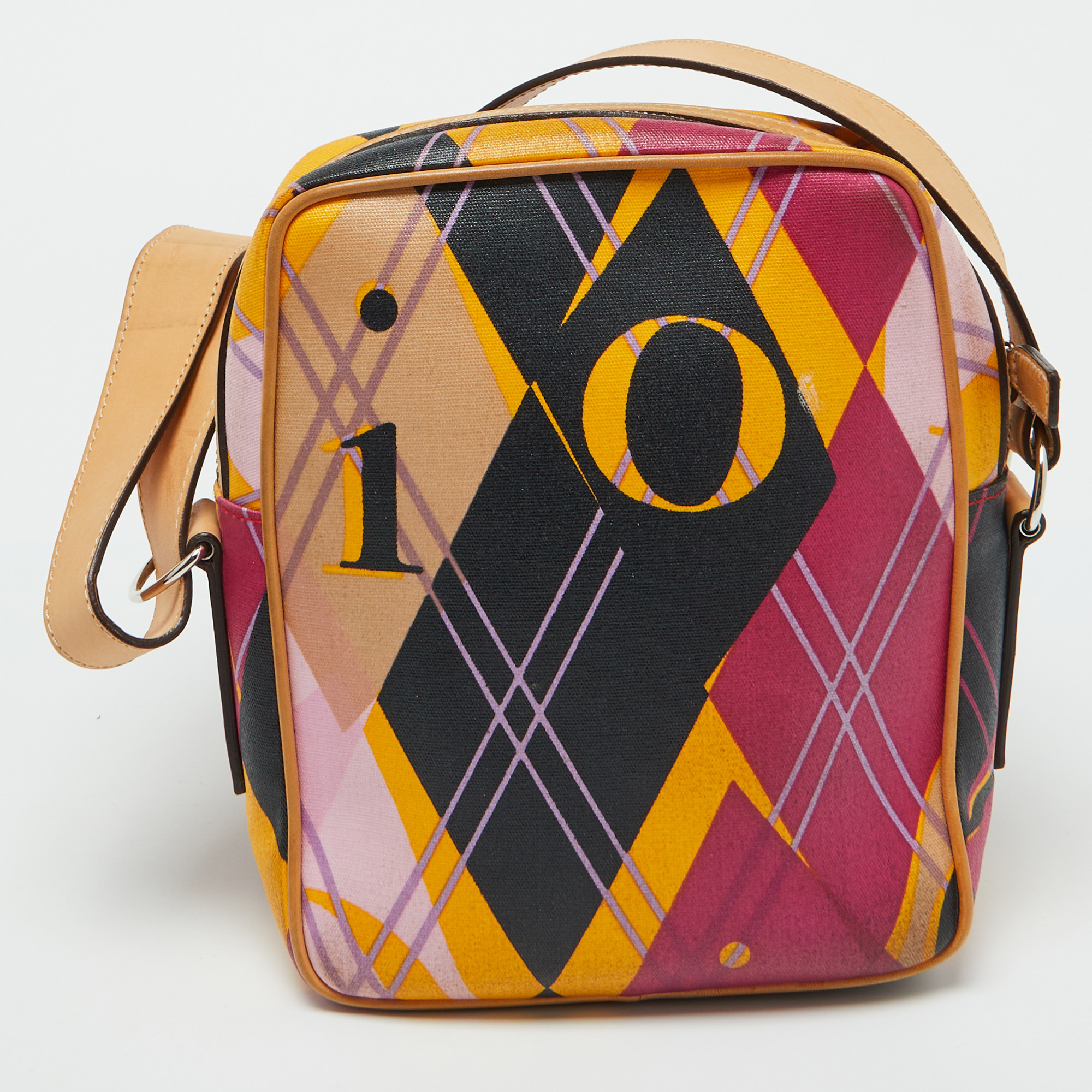 Dior Multicolor Graphic Printed Fabric and Leather Shoulder Bag 