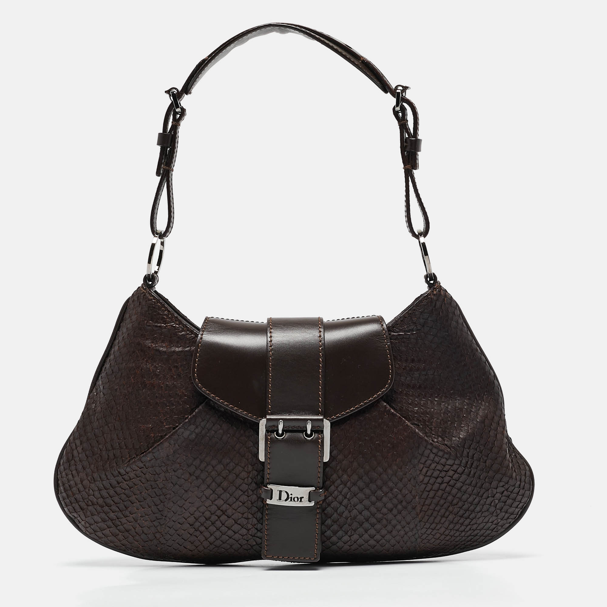 

Dior Brown Leather and Python Vintage Baguette Bag