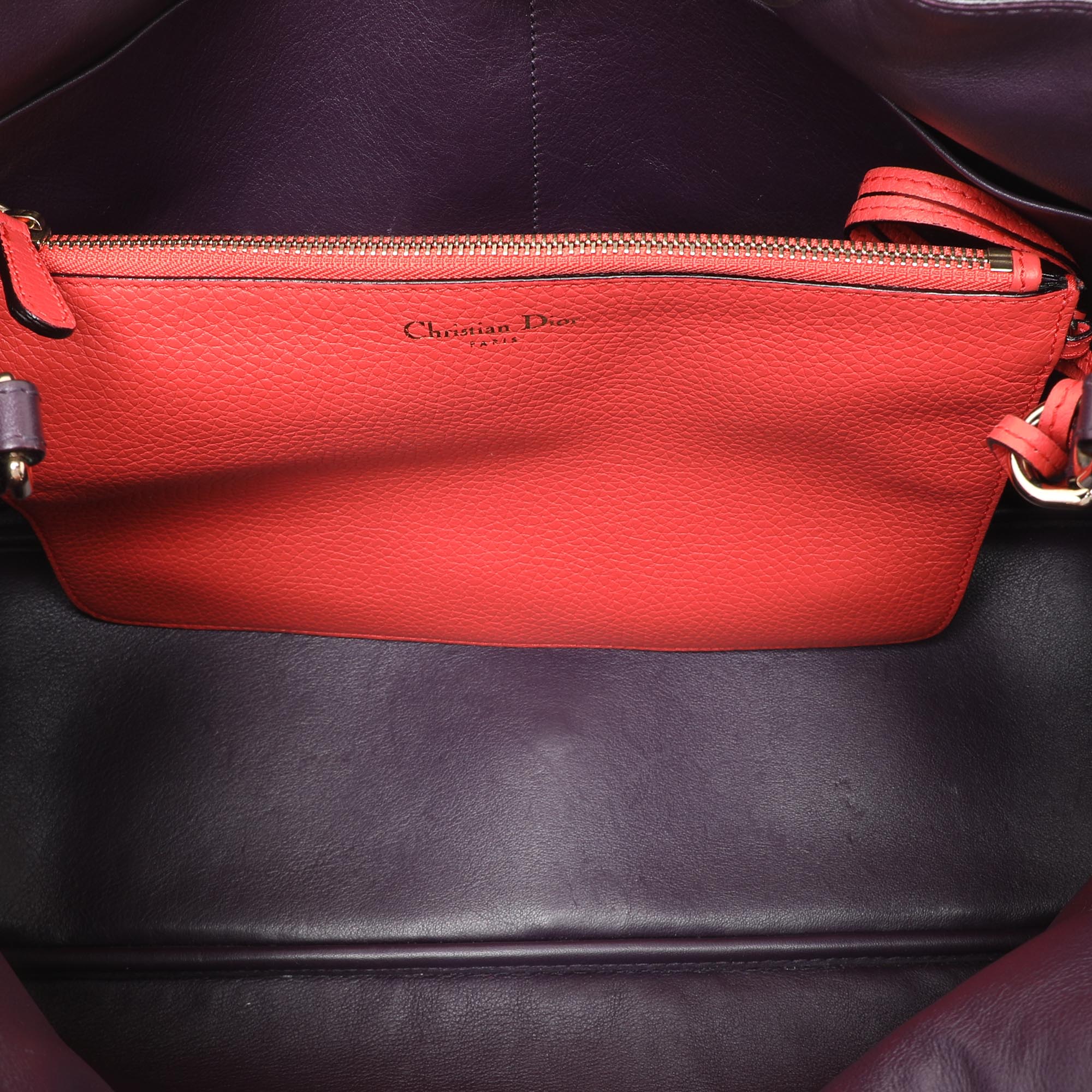 Dior Coral Leather Large Diorissimo Shopper Tote 