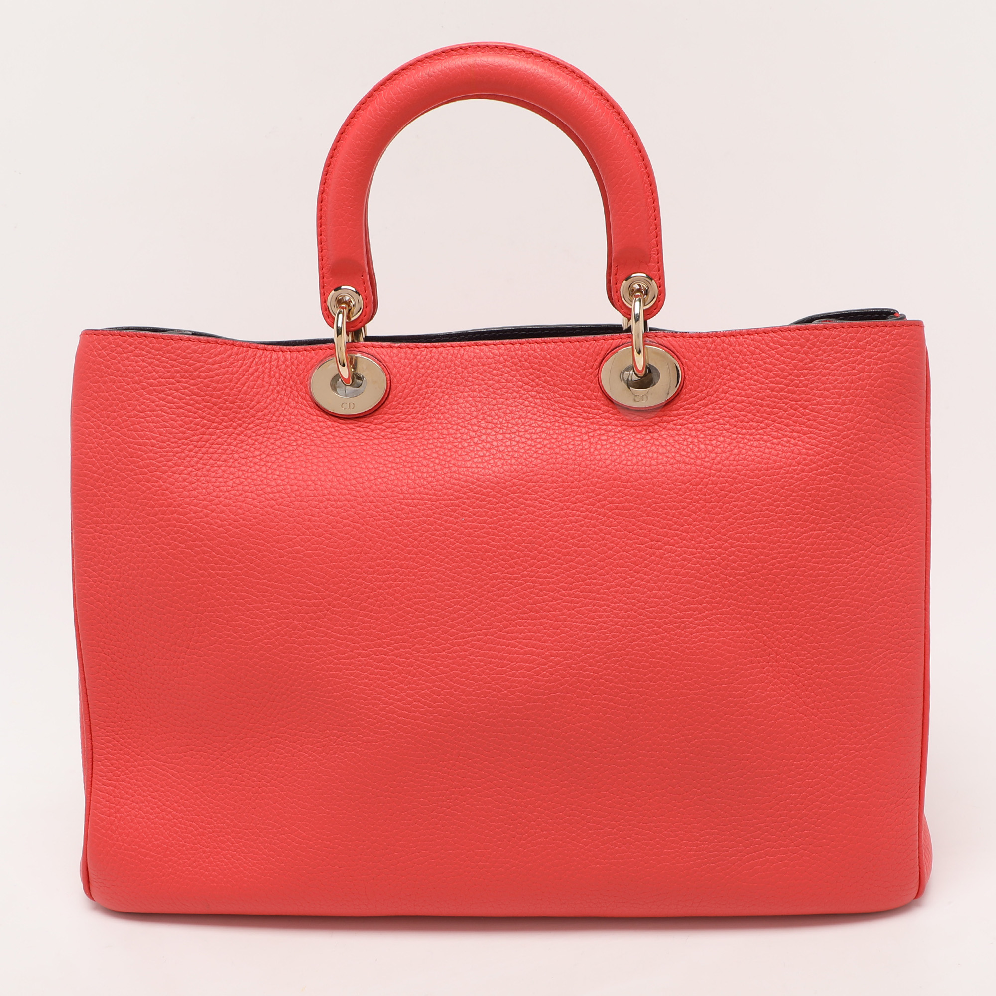 Dior Coral Leather Large Diorissimo Shopper Tote 