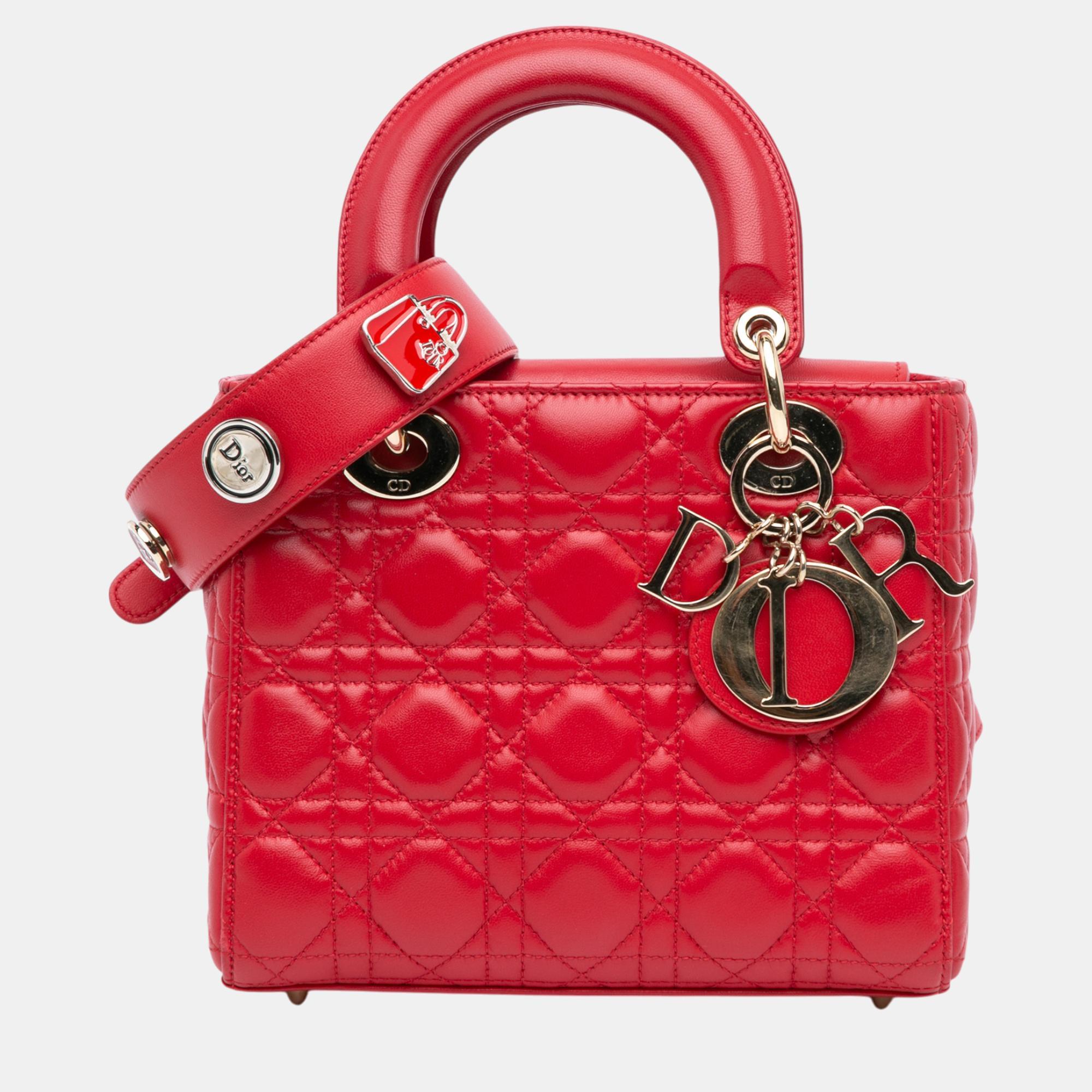 

Dior Red Small Lambskin Cannage My ABCDior Lady Dior