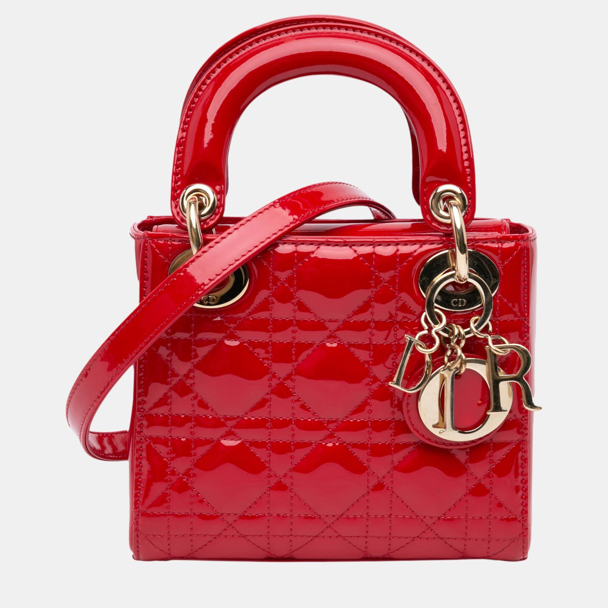 

Dior Red Mini Patent Cannage Lady Dior