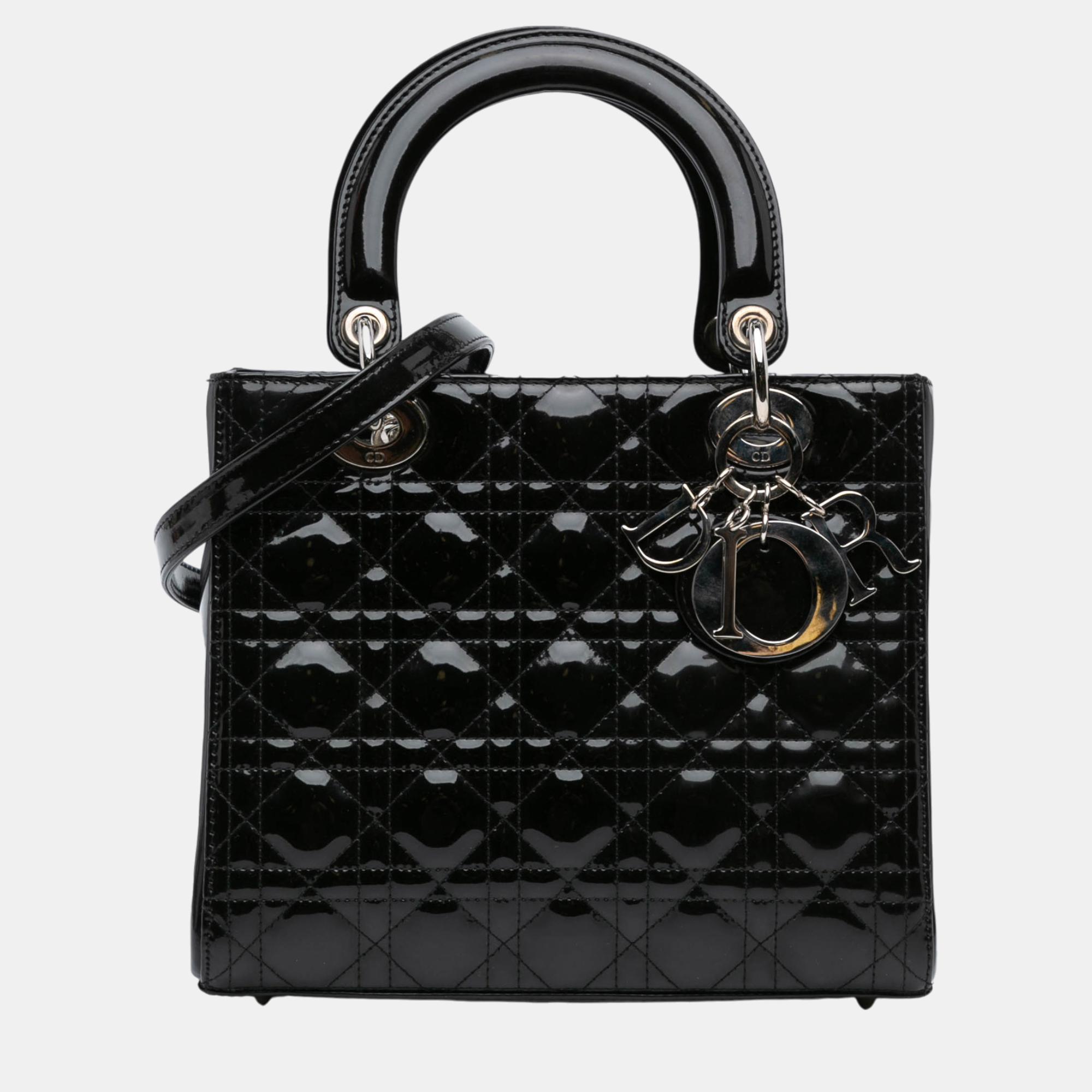 

Dior Black Medium Patent Cannage Lady Dior