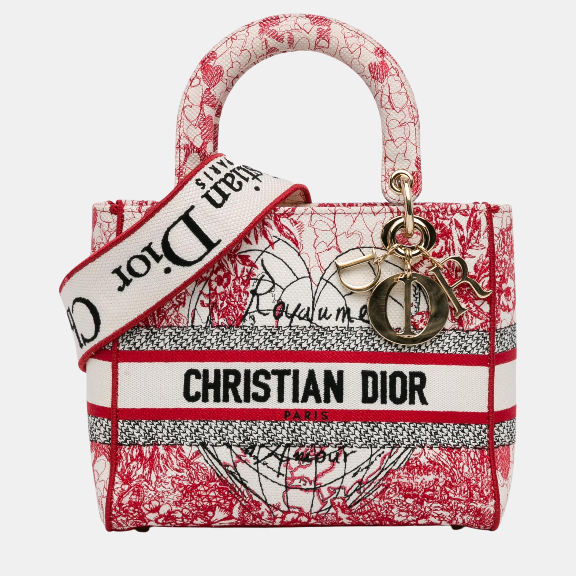 

Dior Red/White Medium Royale d'Amour Lady D-Lite