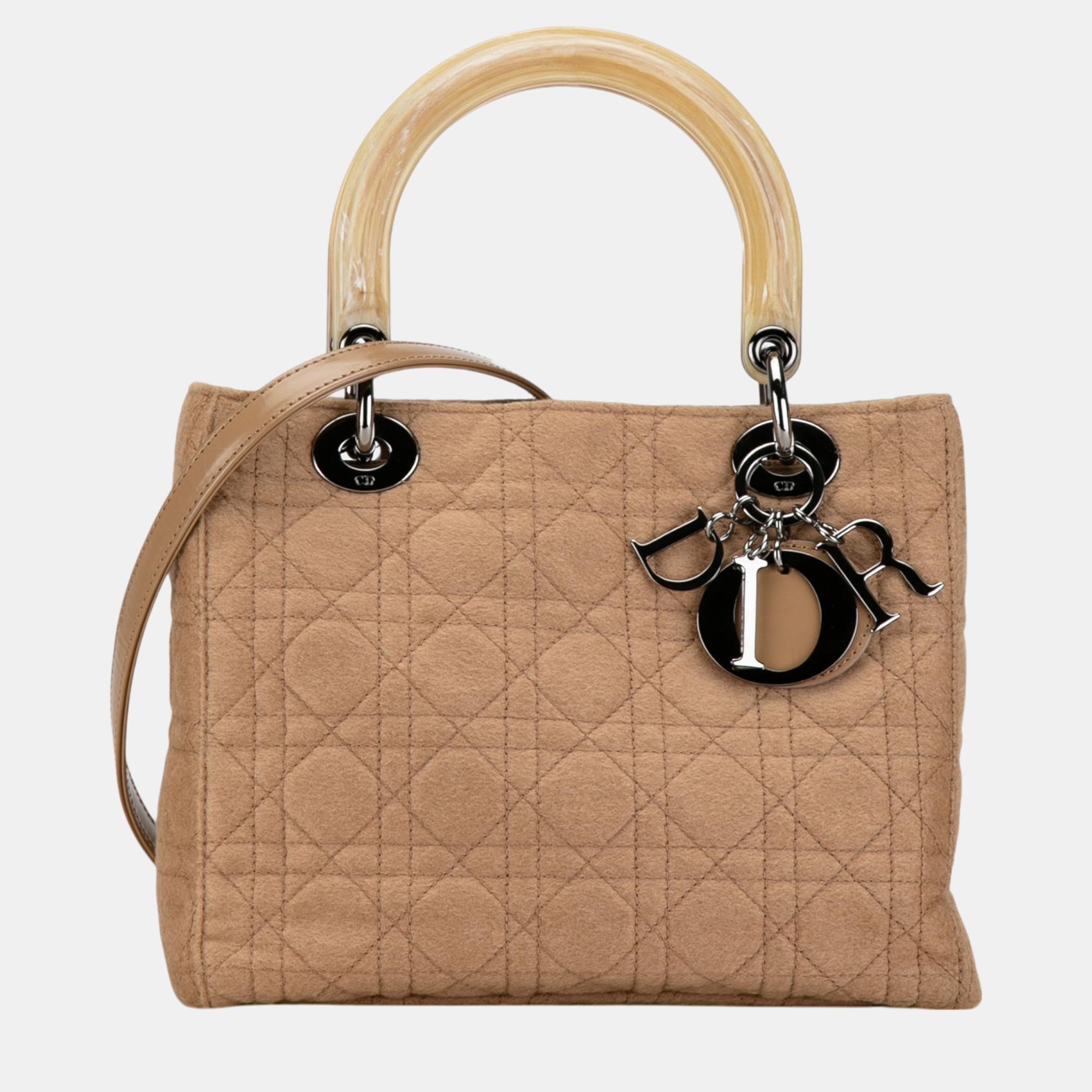 

Dior Brown Medium Wool Cannage Lady Dior