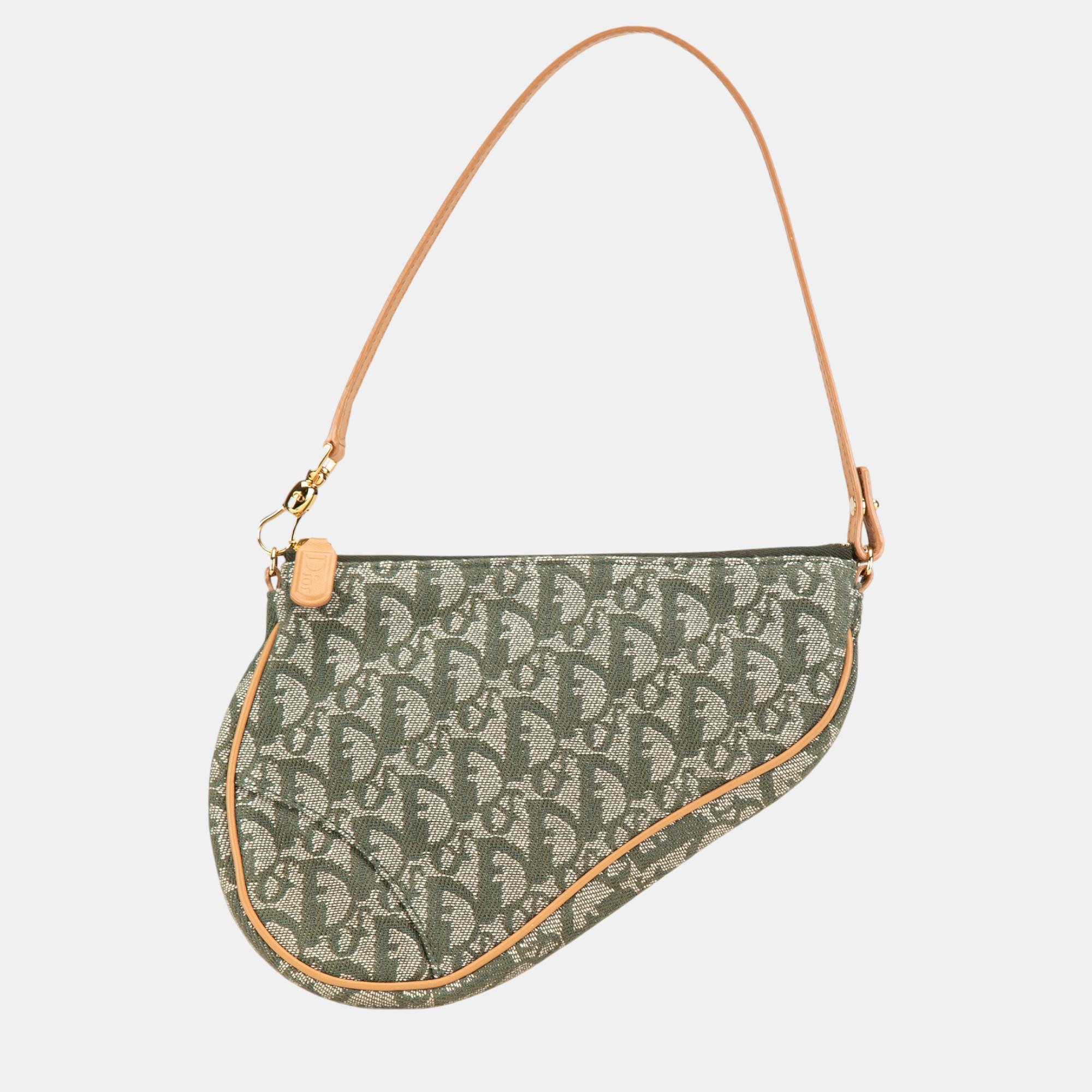 

Dior Green Mini Oblique Saddle Pochette