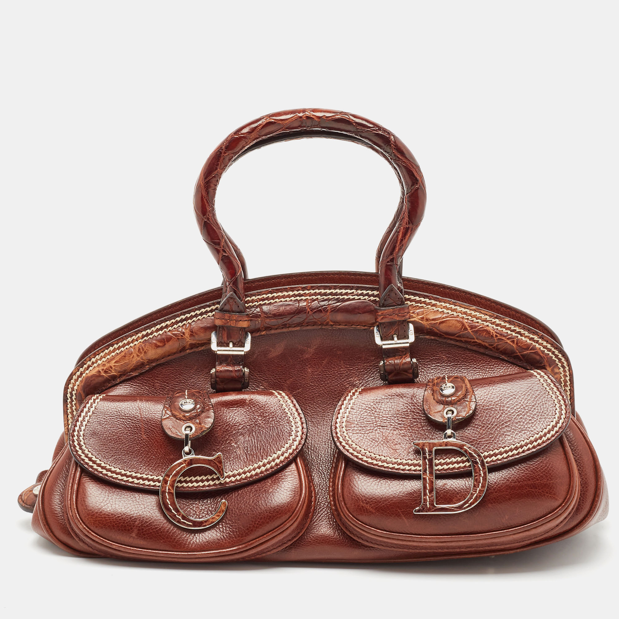 

Dior Brown Croc and Leather Detective Satchel