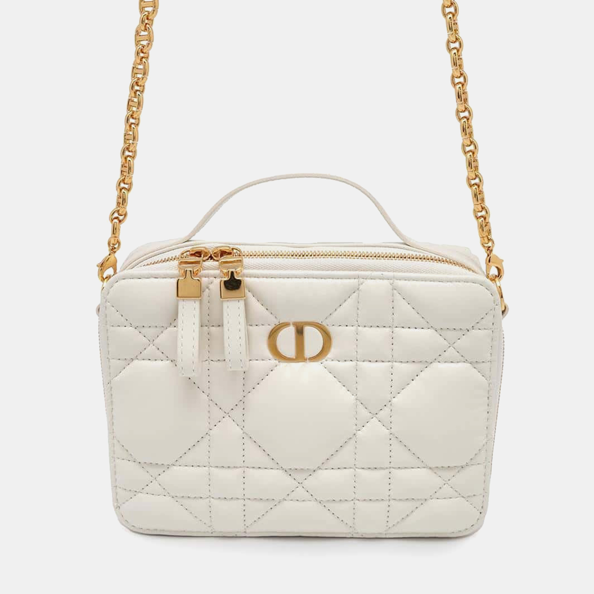 

Dior White Calf Leather Caro Box Bag