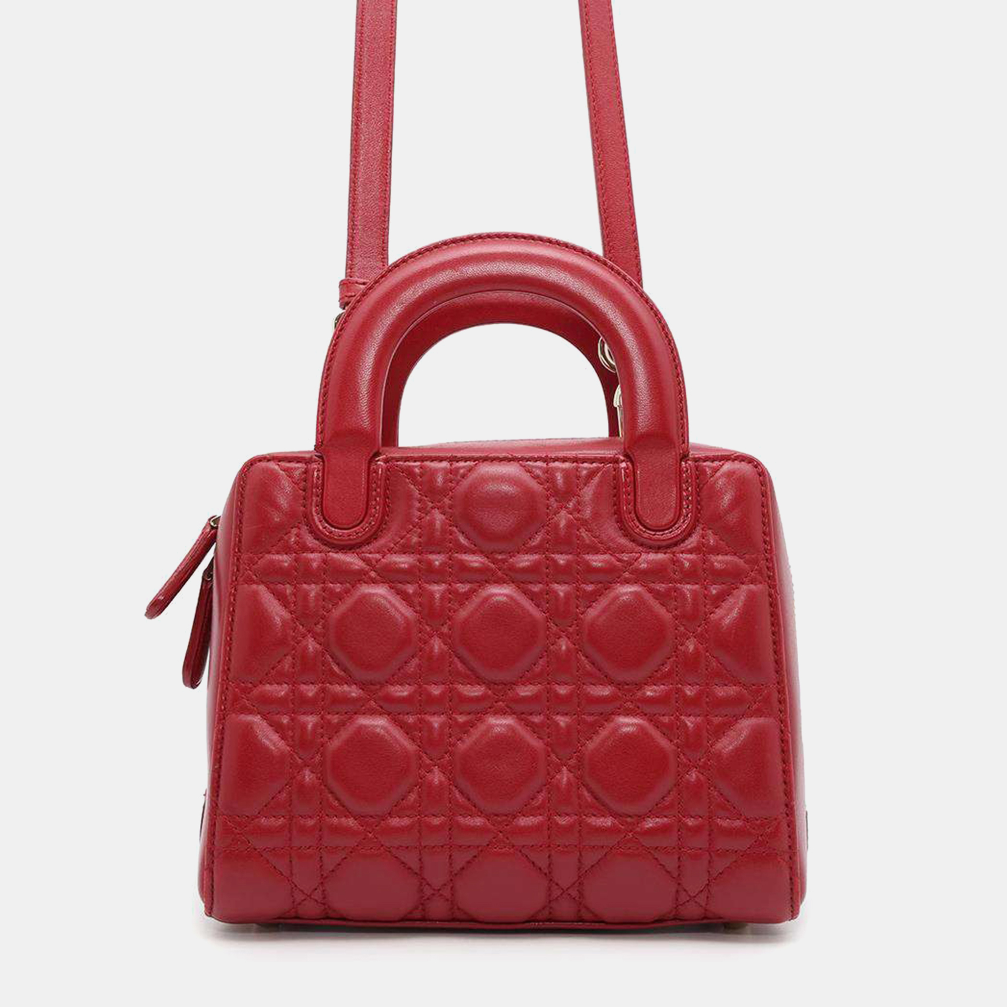 

Dior Red Lambskin Lady Dior Handbag Size Small