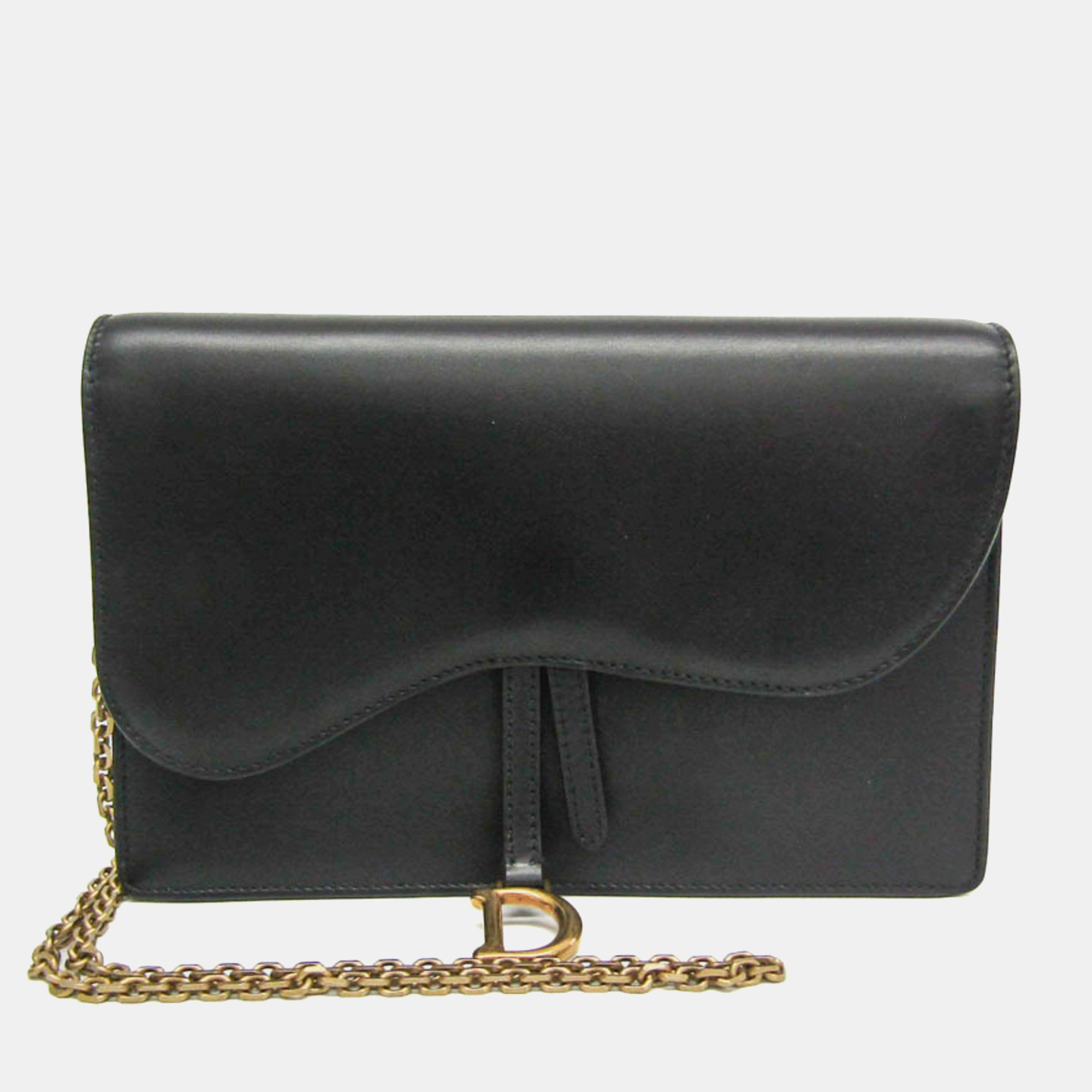 

Christian Dior Black Saddle Leather Chain/Shoulder Wallet Bag