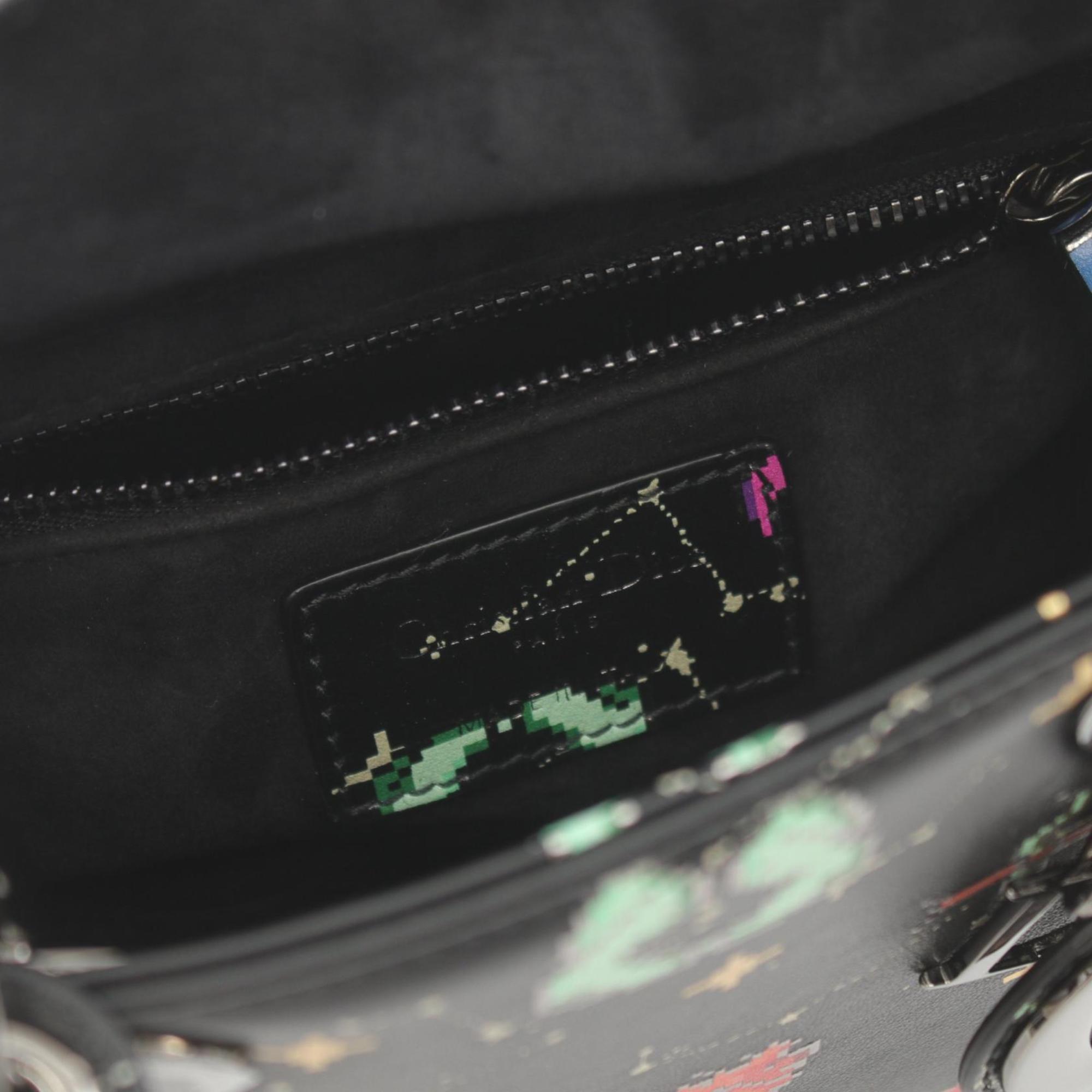 Christian Dior Black Multicolor Leather Dior Handbag 