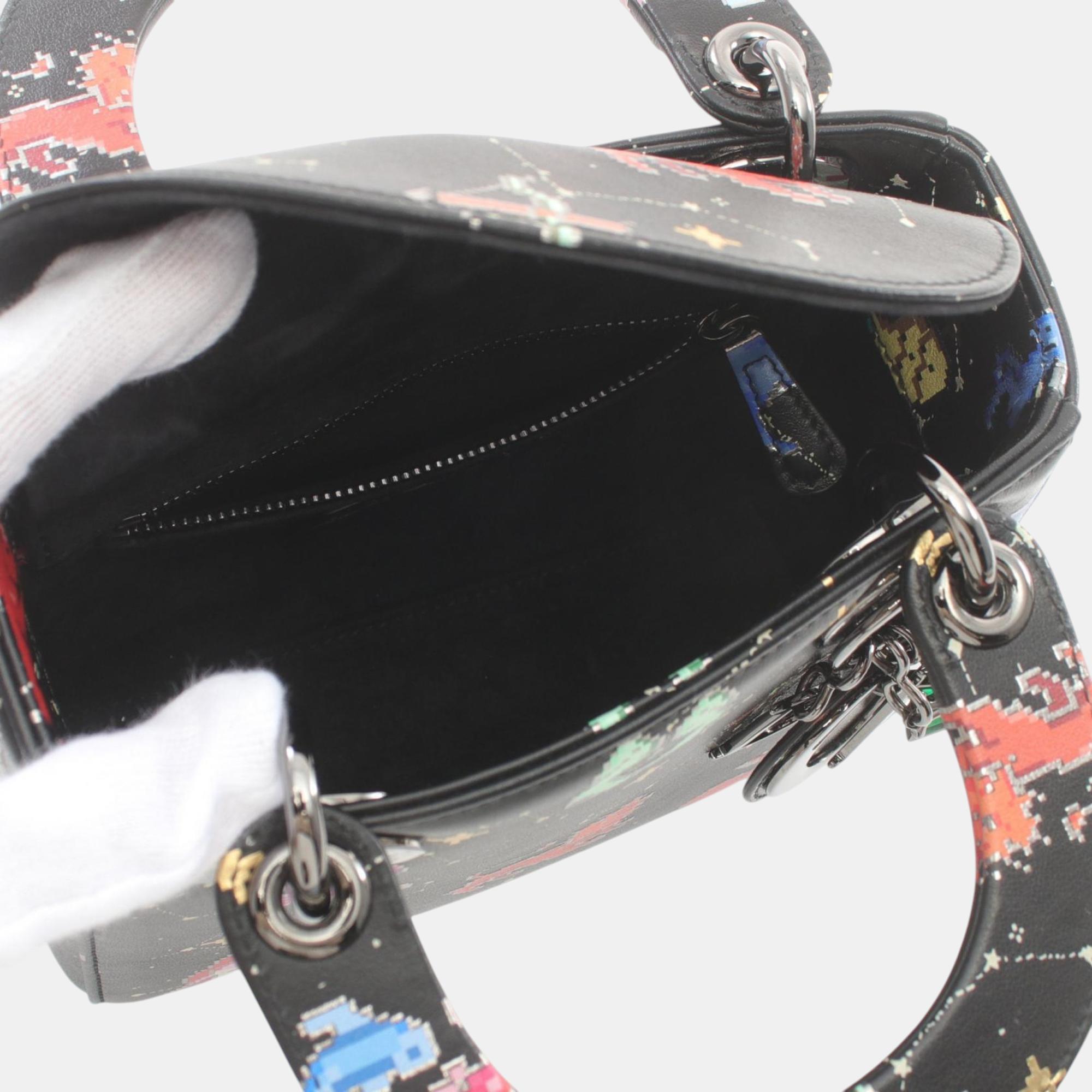 Christian Dior Black Multicolor Leather Dior Handbag 
