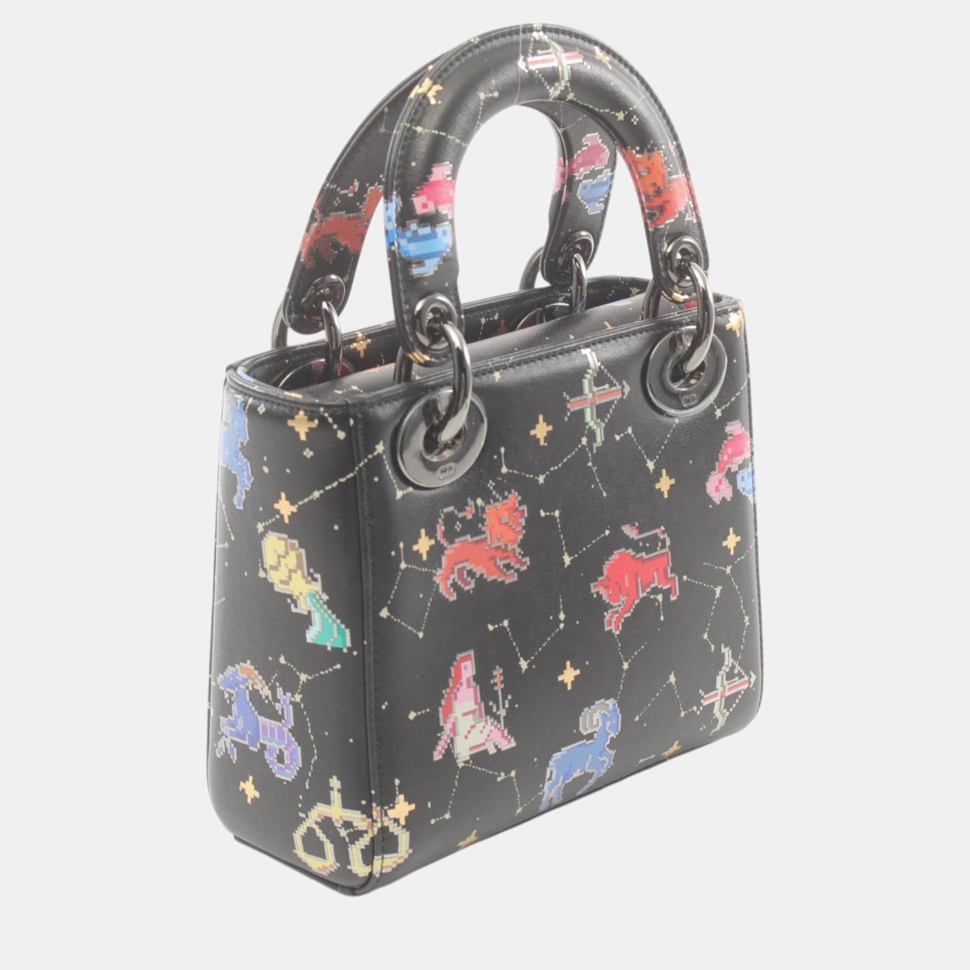 Christian Dior Black Multicolor Leather Dior Handbag 
