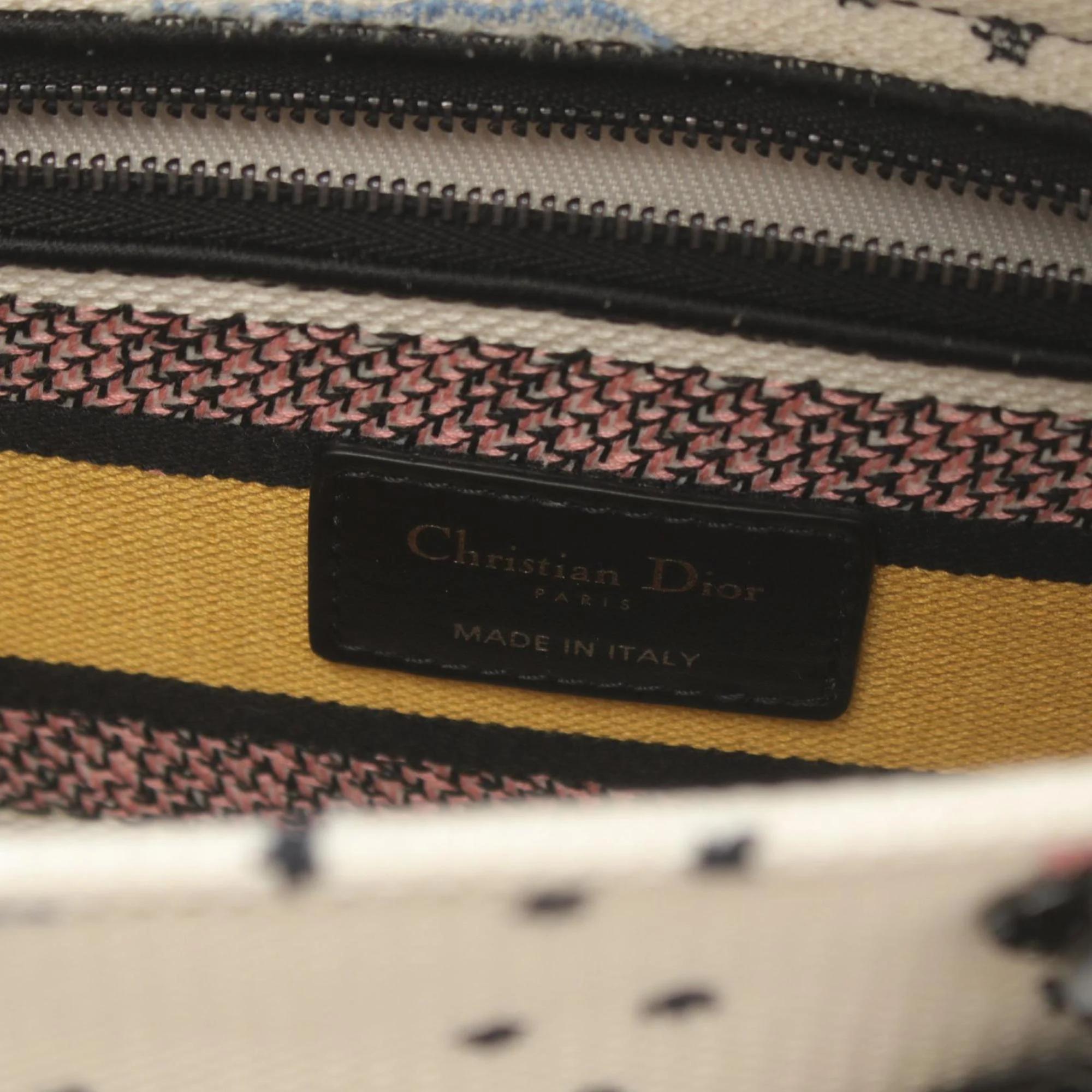 Christian Dior Canvas White Multicolor Dior Lady Handbag 