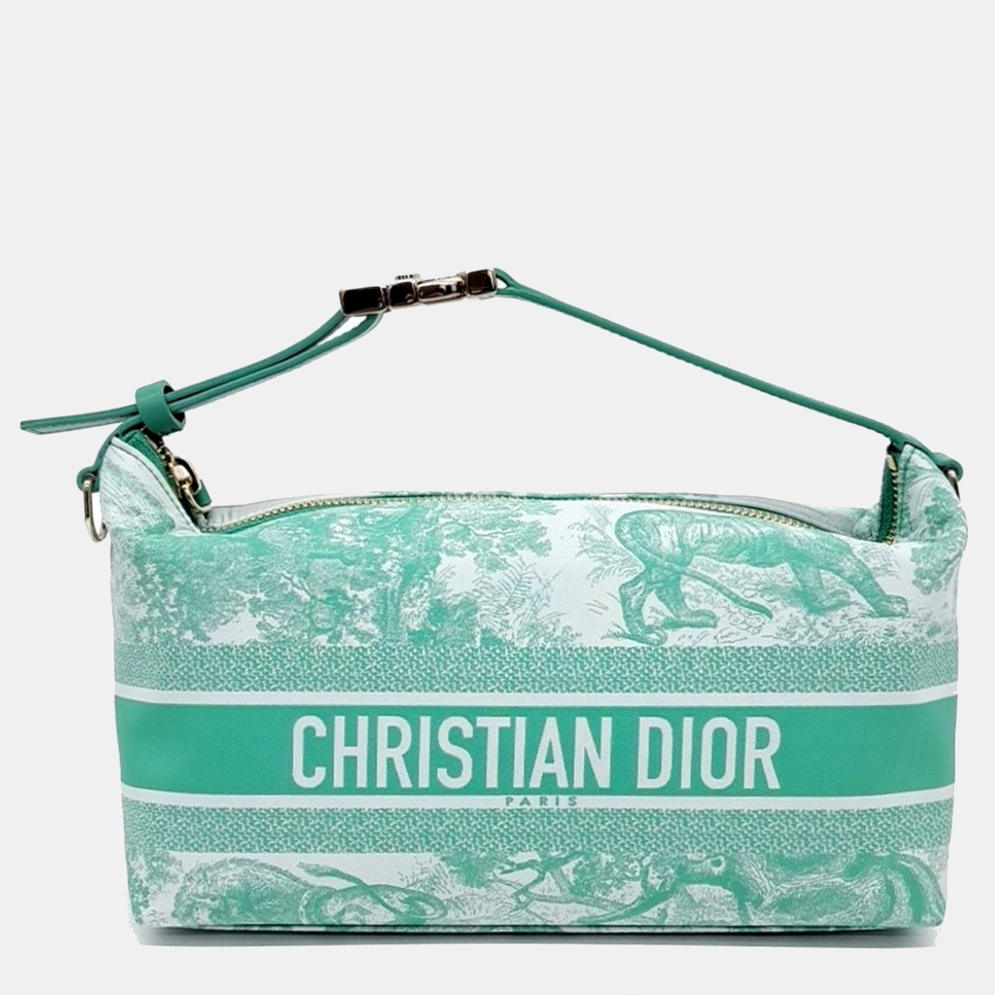 

Dior Green White Fabric Dioliviera Travel Nomad Medium Pouch