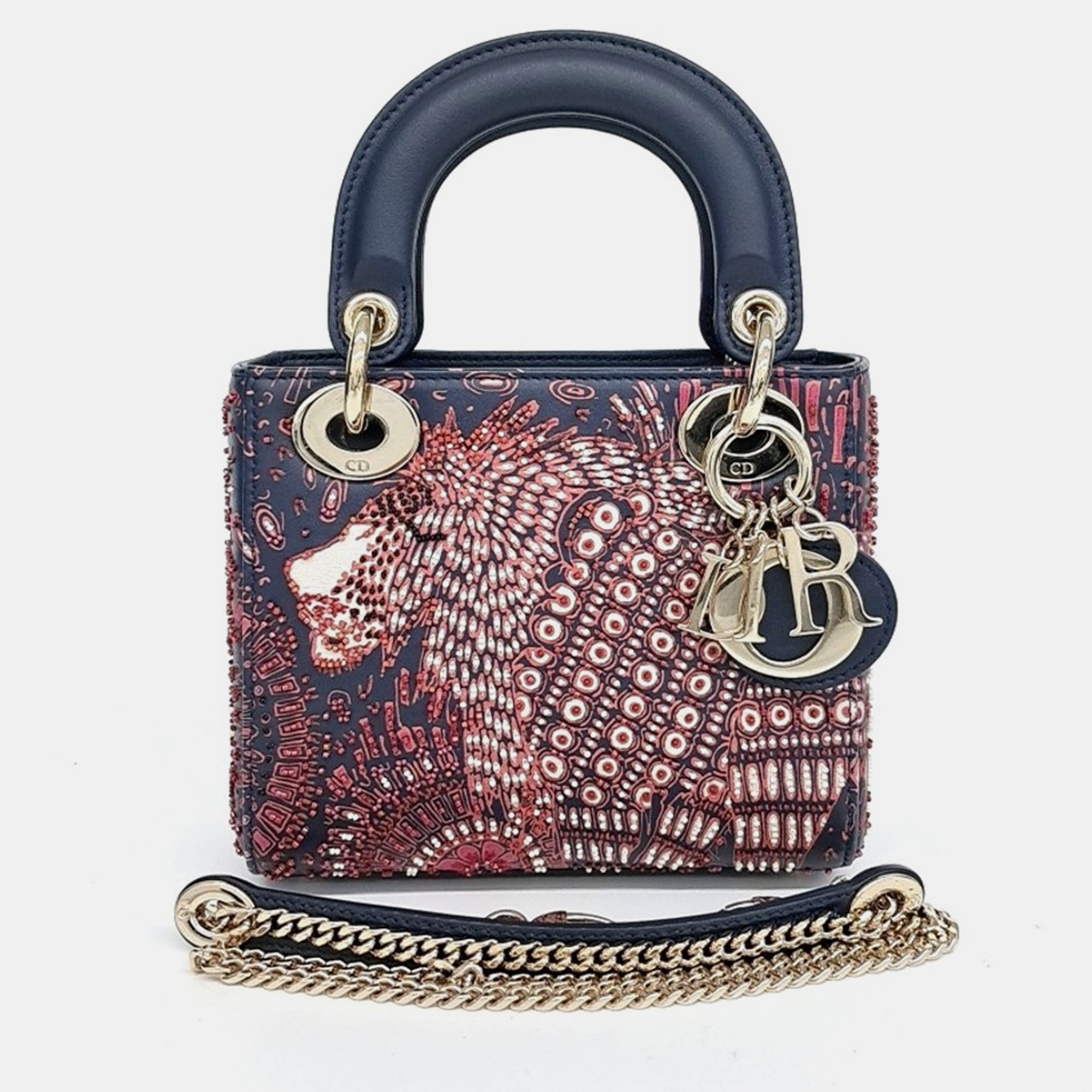 

Dior Multicolor Navy Blue Leather Lady Mini Bag