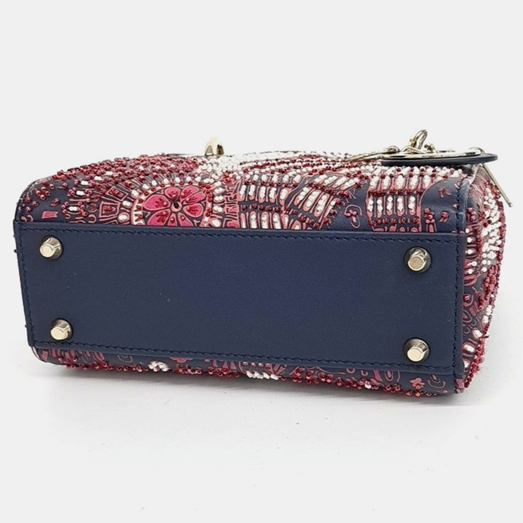 Dior Multicolor Navy Blue Leather Lady Mini Bag 