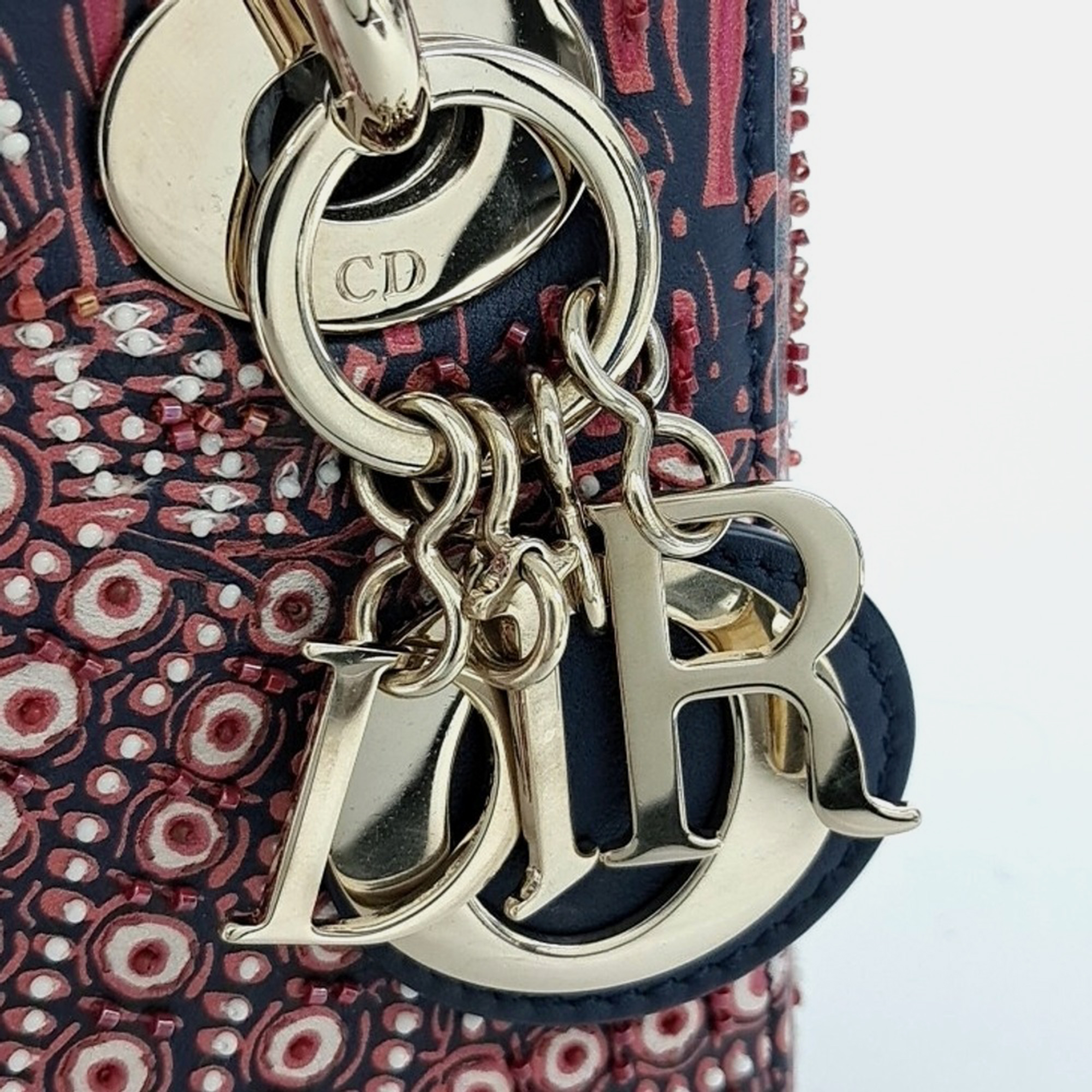 Dior Multicolor Navy Blue Leather Lady Mini Bag 