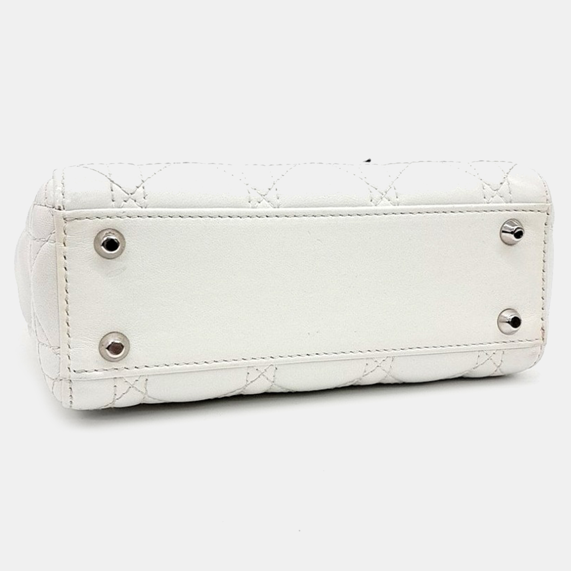 Dior White Leather Lady Mini Bag 