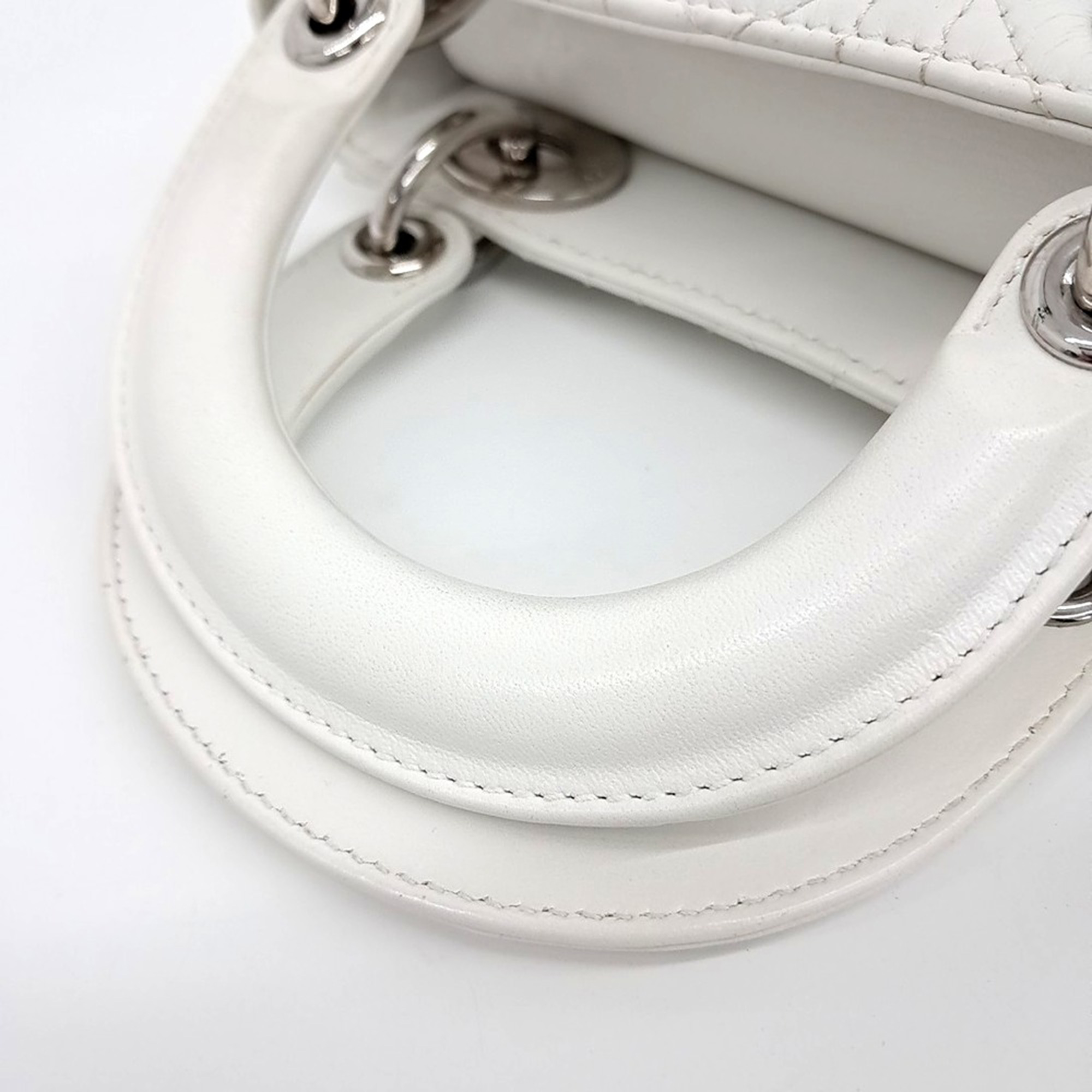 Dior White Leather Lady Mini Bag 