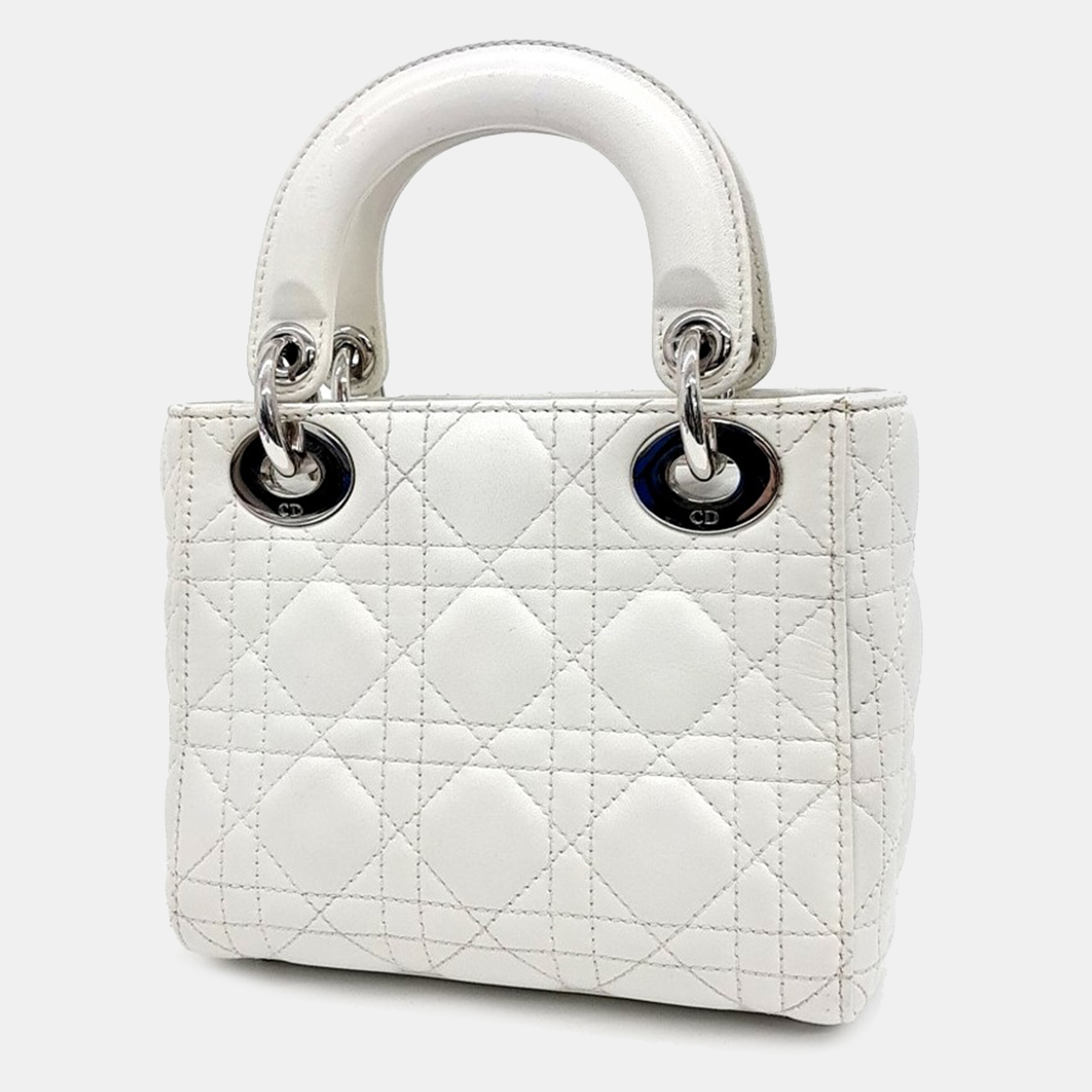 Dior White Leather Lady Mini Bag 