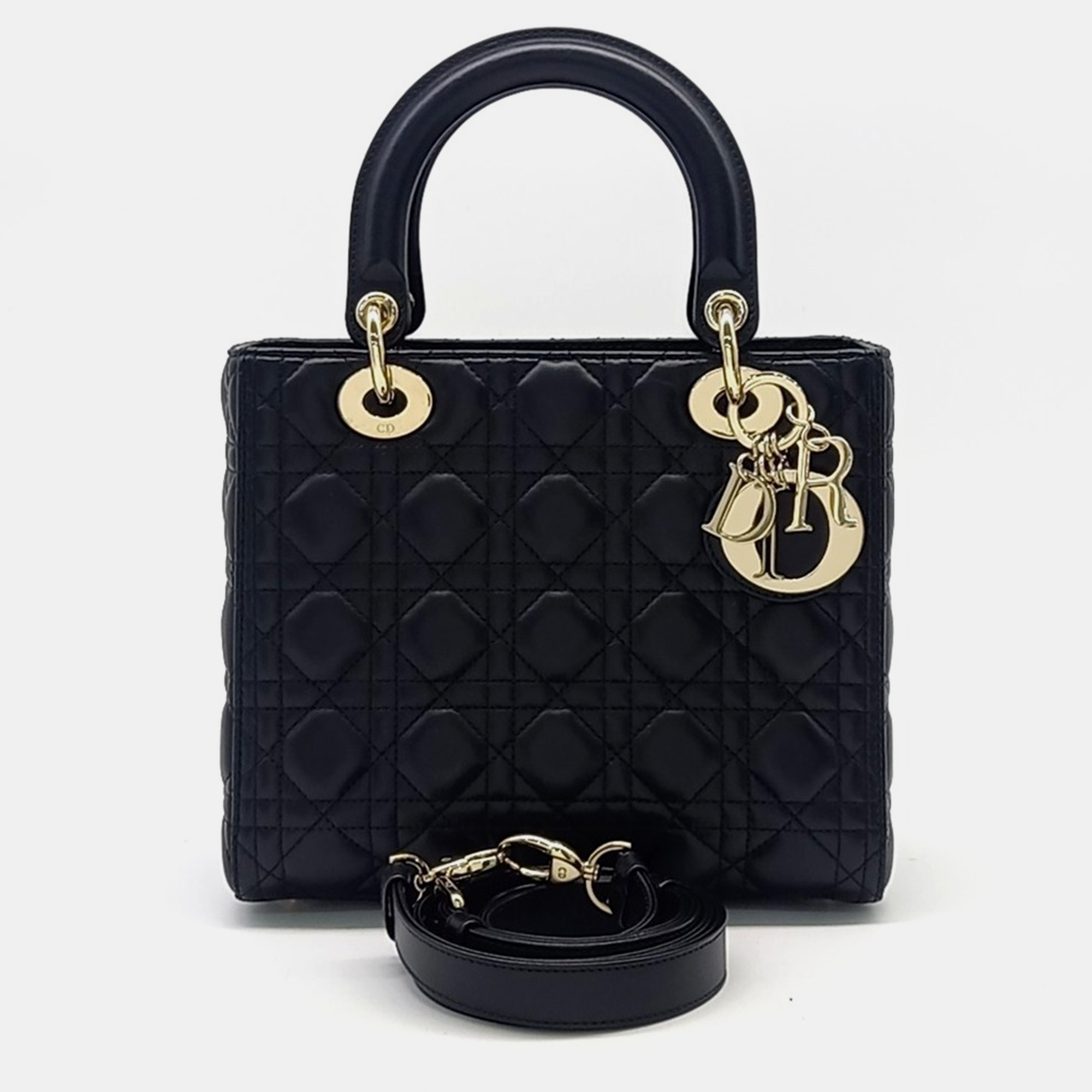 

Dior Black Leather Cannage Lady Medium Bag