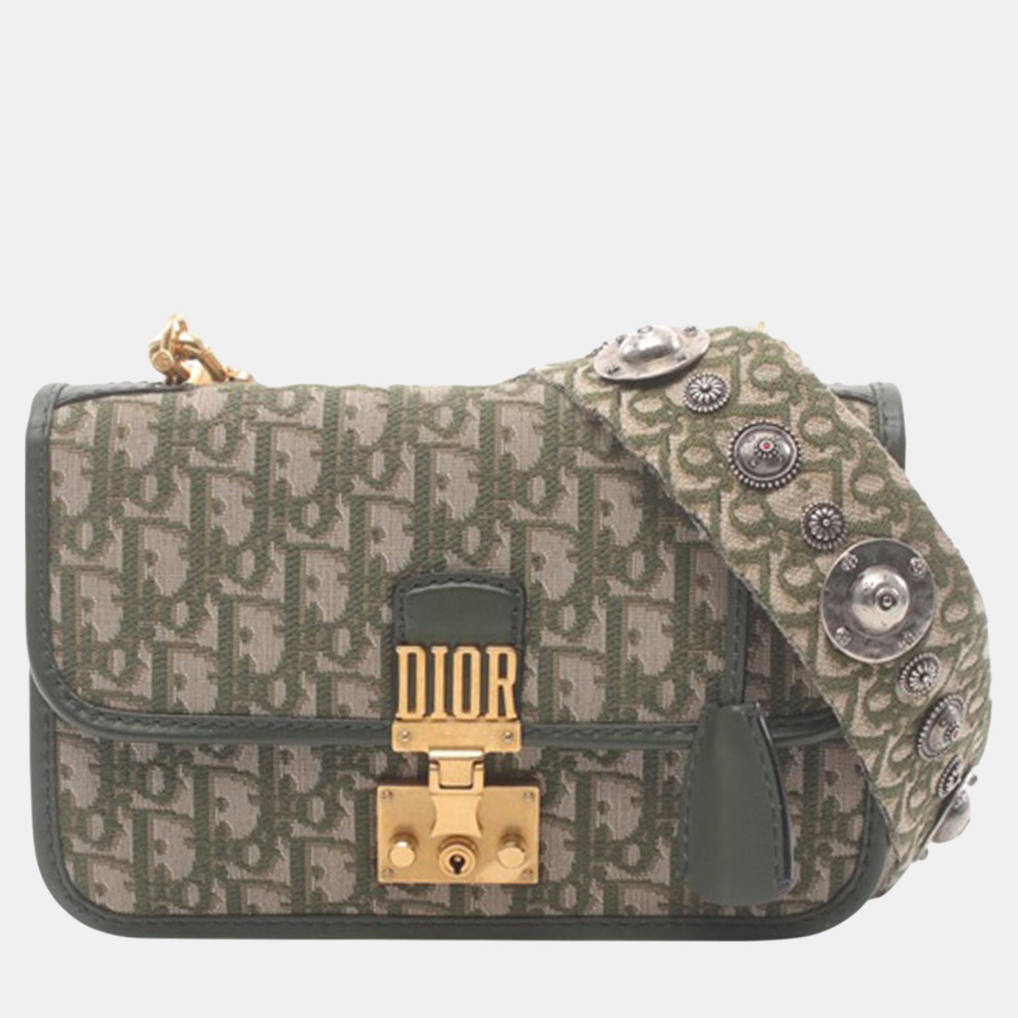 

Dior Green Medium Oblique DiorAddict Flap