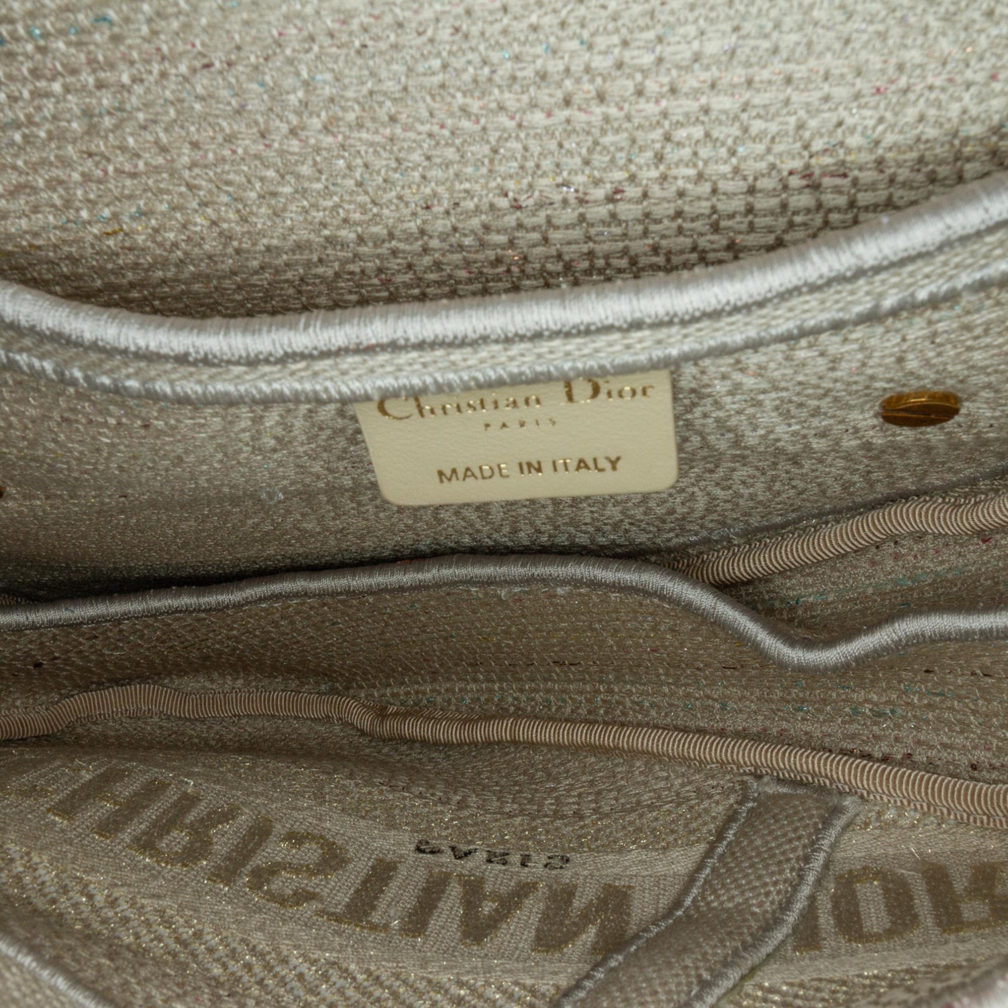 Dior Multicolor Embroidered Canvas Stripes Saddle Bag 