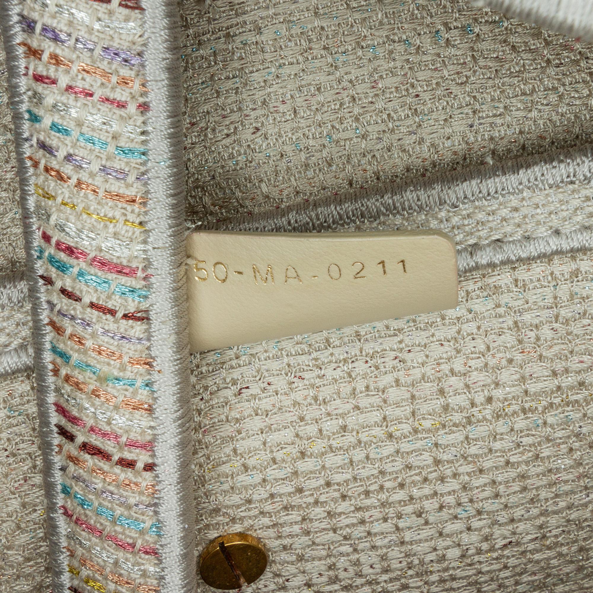 Dior Multicolor Embroidered Canvas Stripes Saddle Bag 