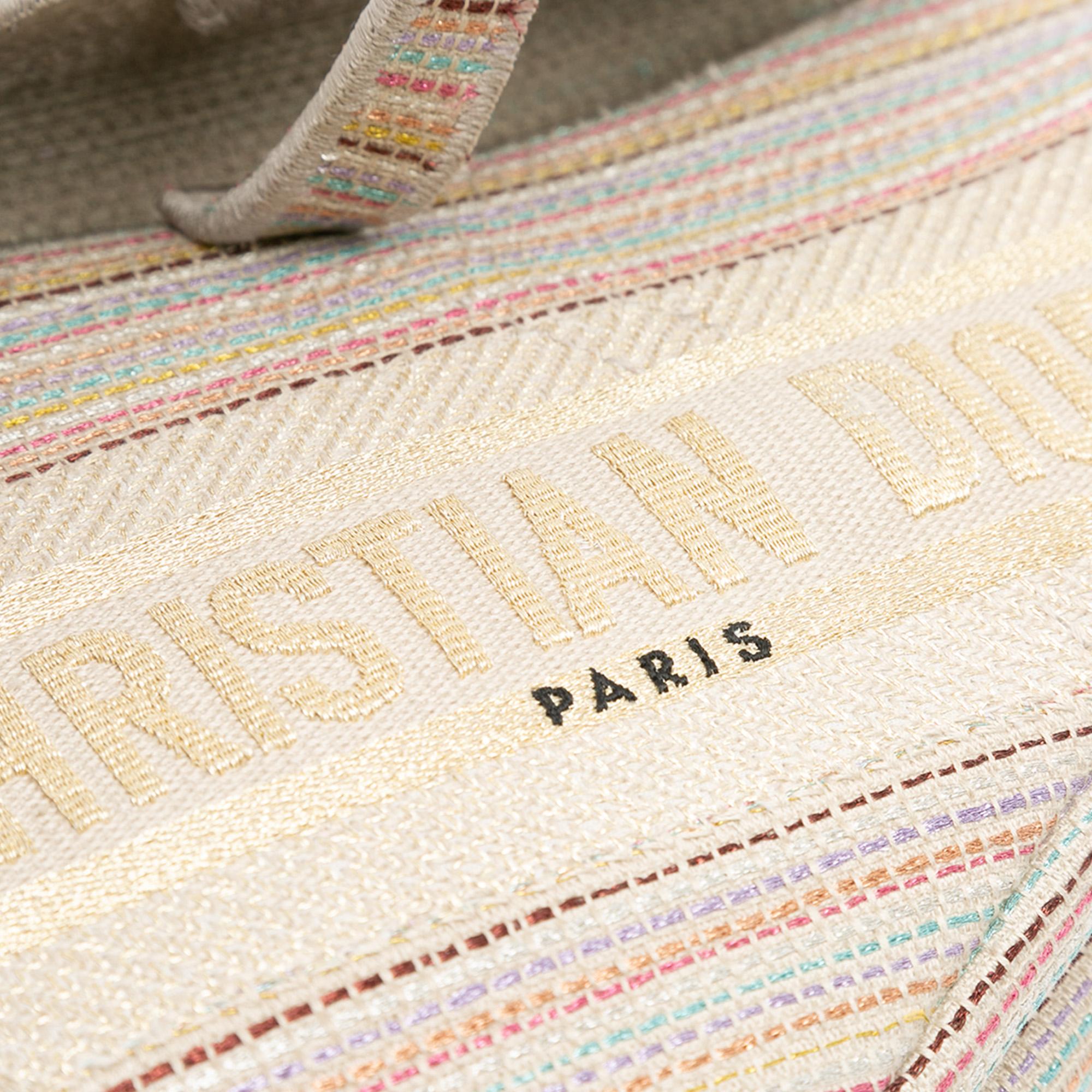 Dior Multicolor Embroidered Canvas Stripes Saddle Bag 