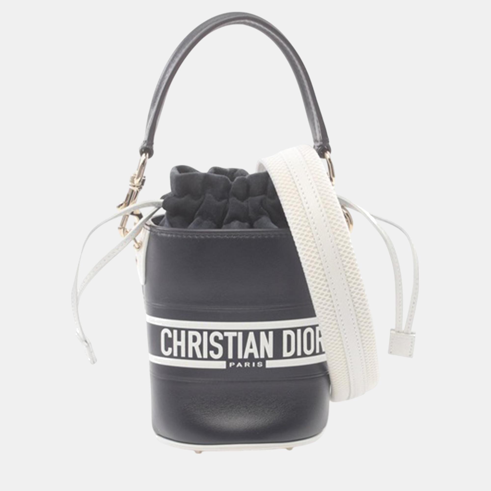 

Dior Navy Blue/White Micro Calfskin Vibe Drawstring Satchel