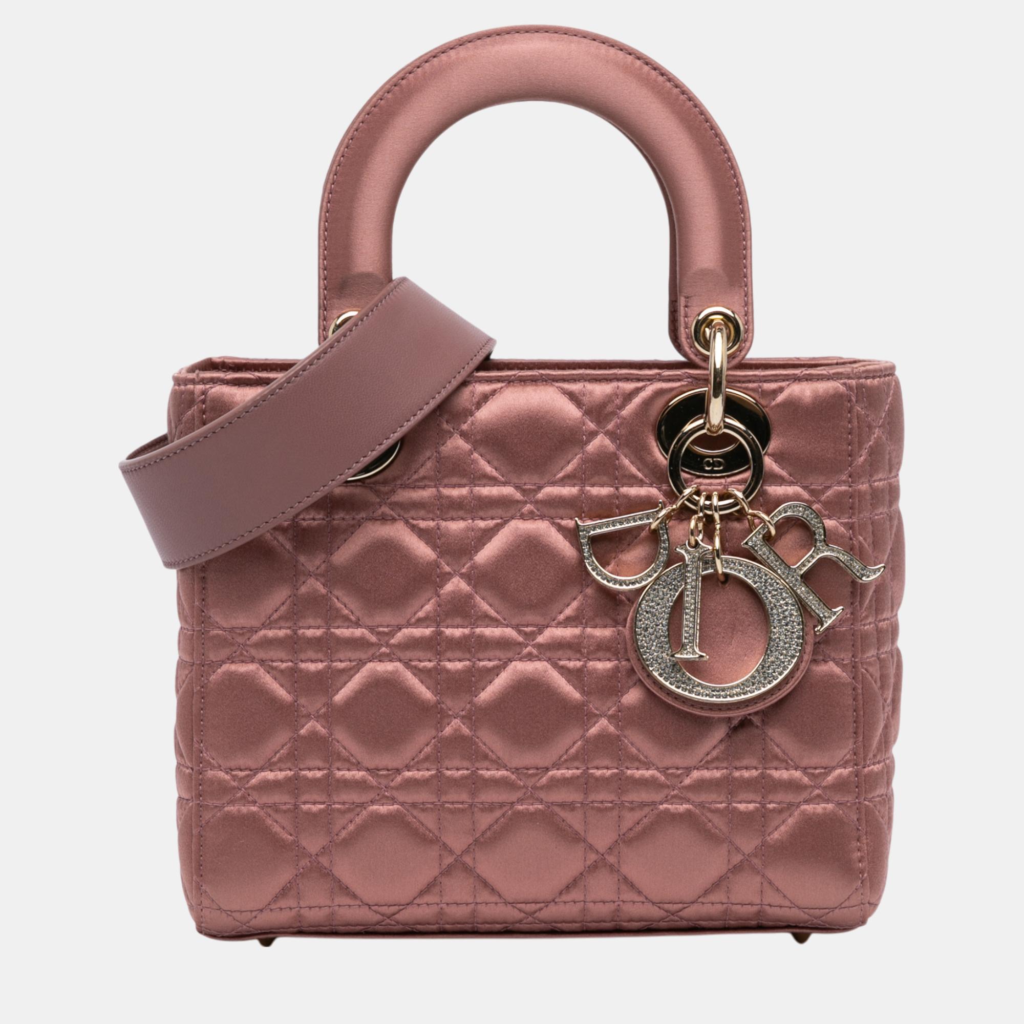 

Dior Pink Small Satin Cannage Swarovski Lady Dior